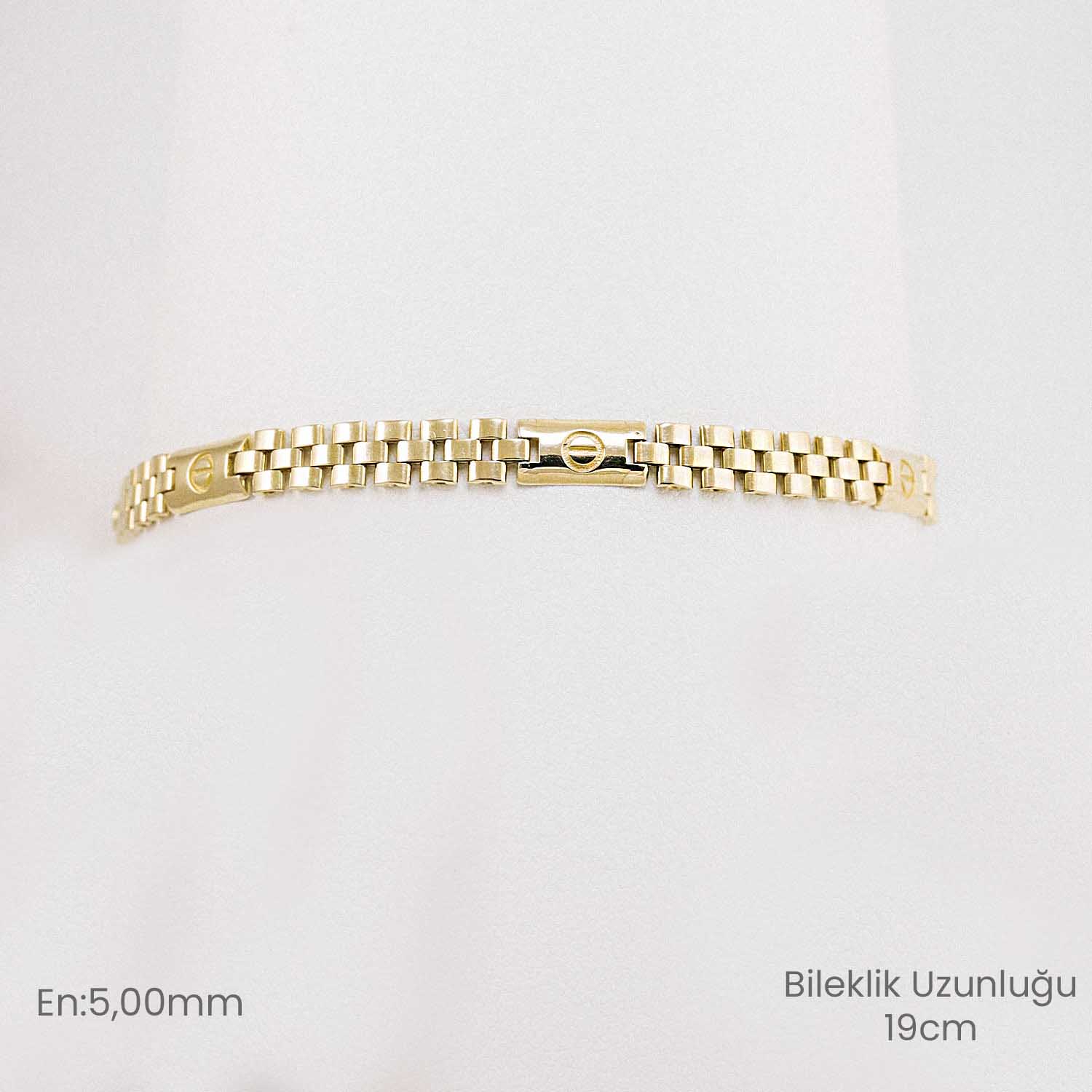 14 Ayar Altın Dama Desenli Kordon Bileklik 