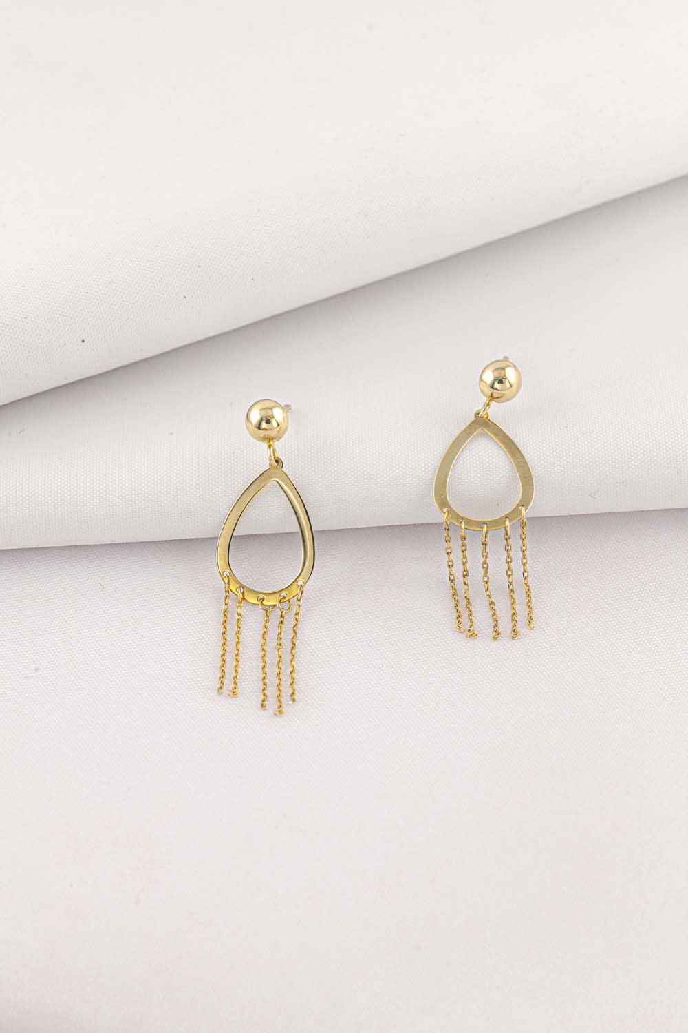 14 Ayar Altın Damla Form Sallantılı Küpe