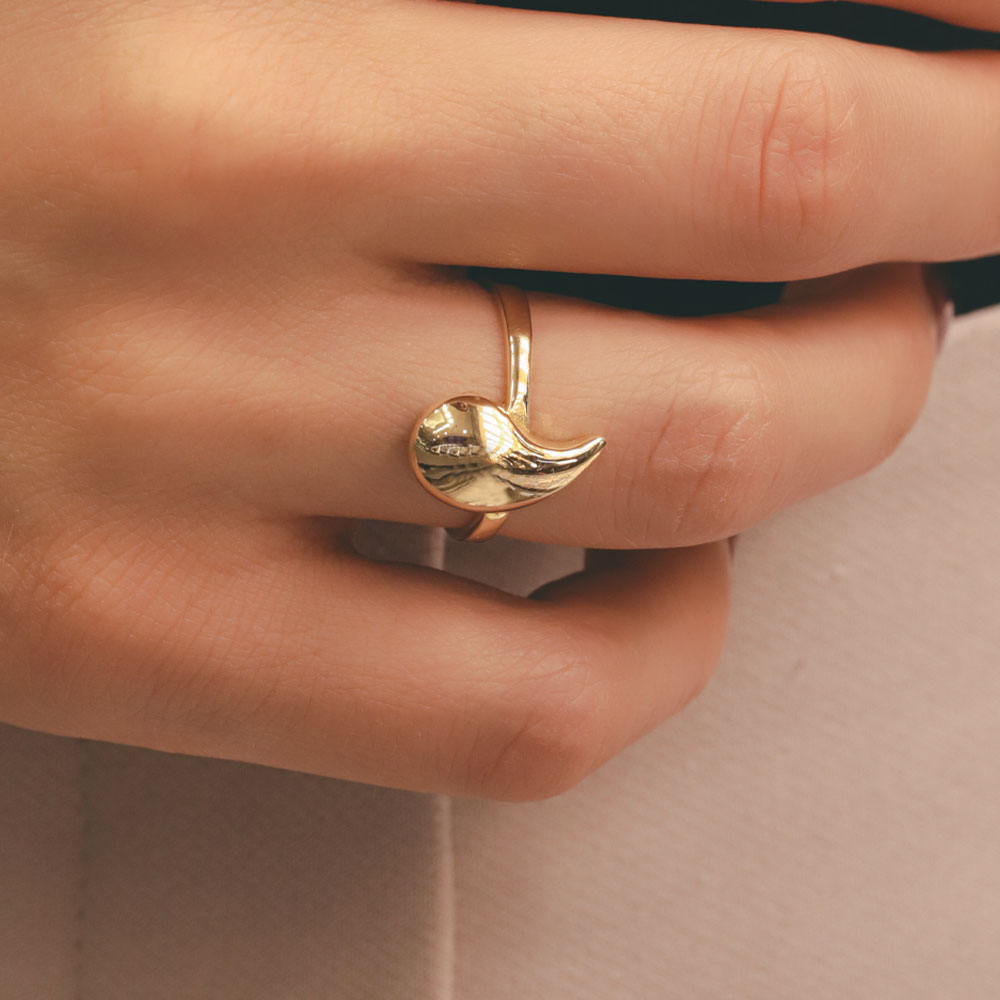 14 Ayar Altın Damla Form Yüzük