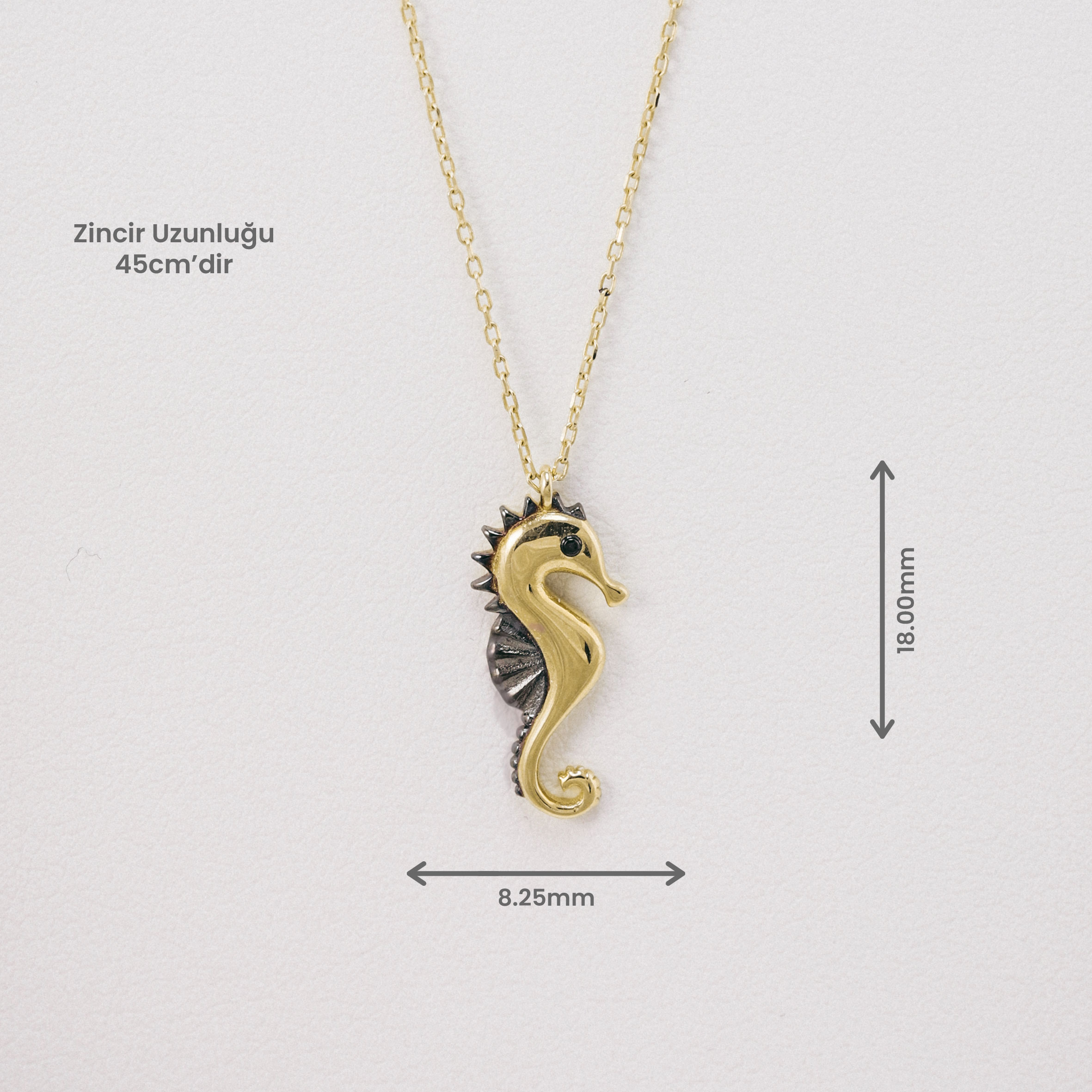 14 Ayar Altın Deniz Atı Kolye