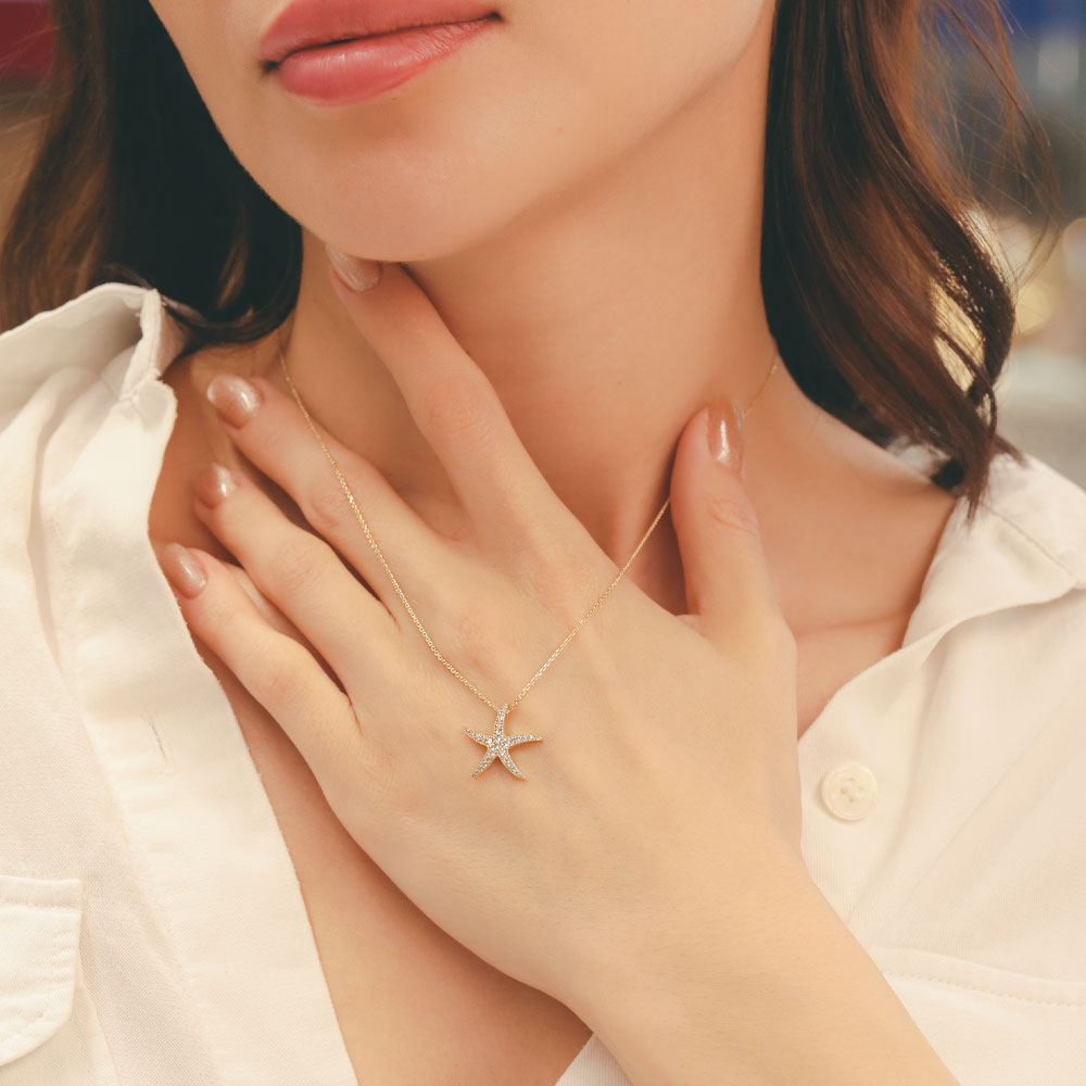 Figürlü Kolye 14 Ayar Altın Deniz Yıldızı Kolye