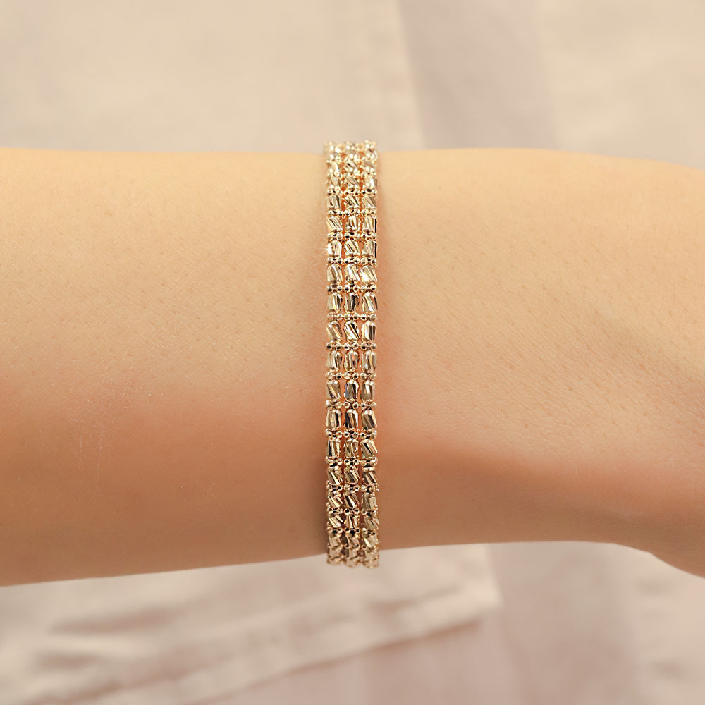 14 Ayar Altın Dokulu Kelepçe Bileklik