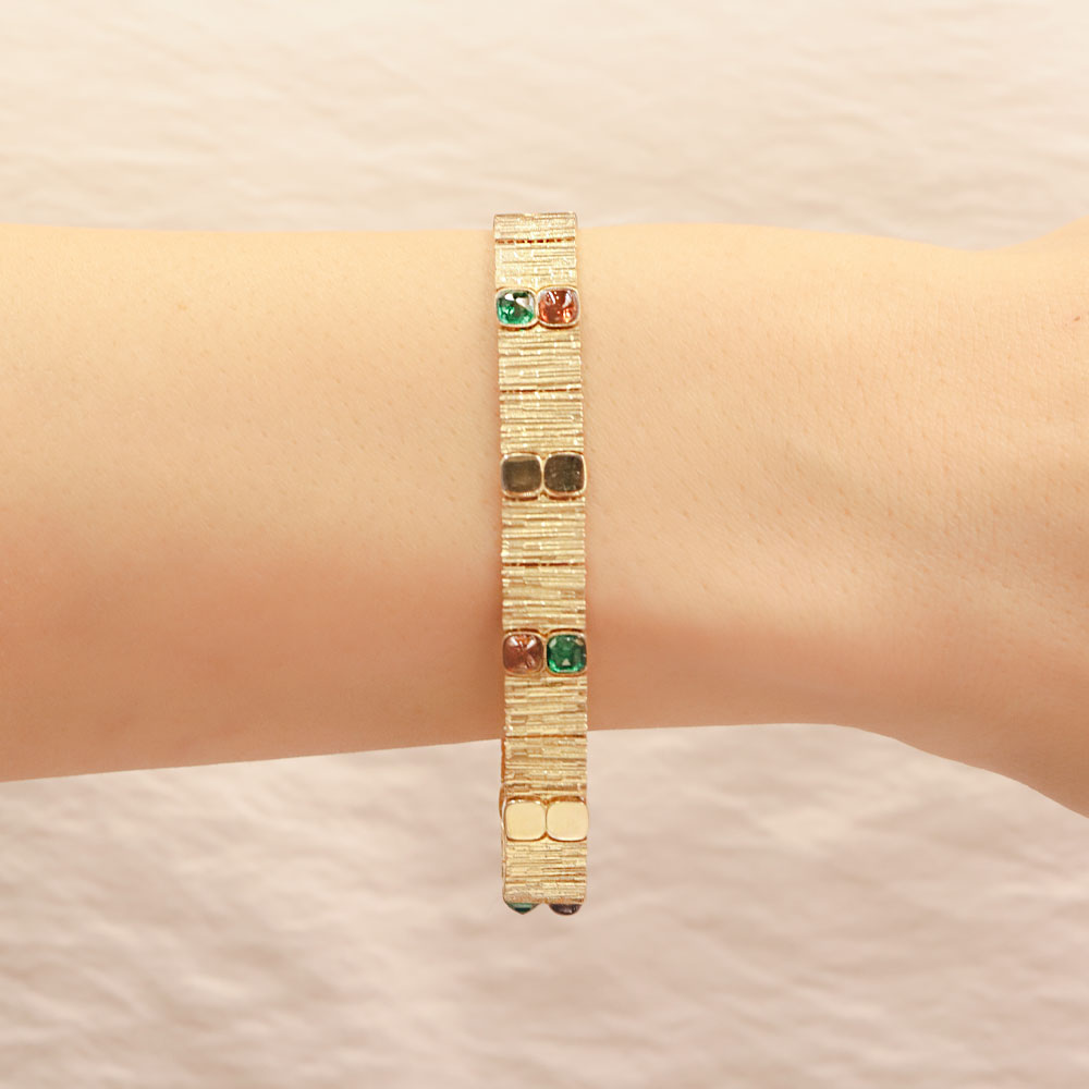 14 Ayar Altın Dokulu Renkli Taşlı Fantezi Bileklik