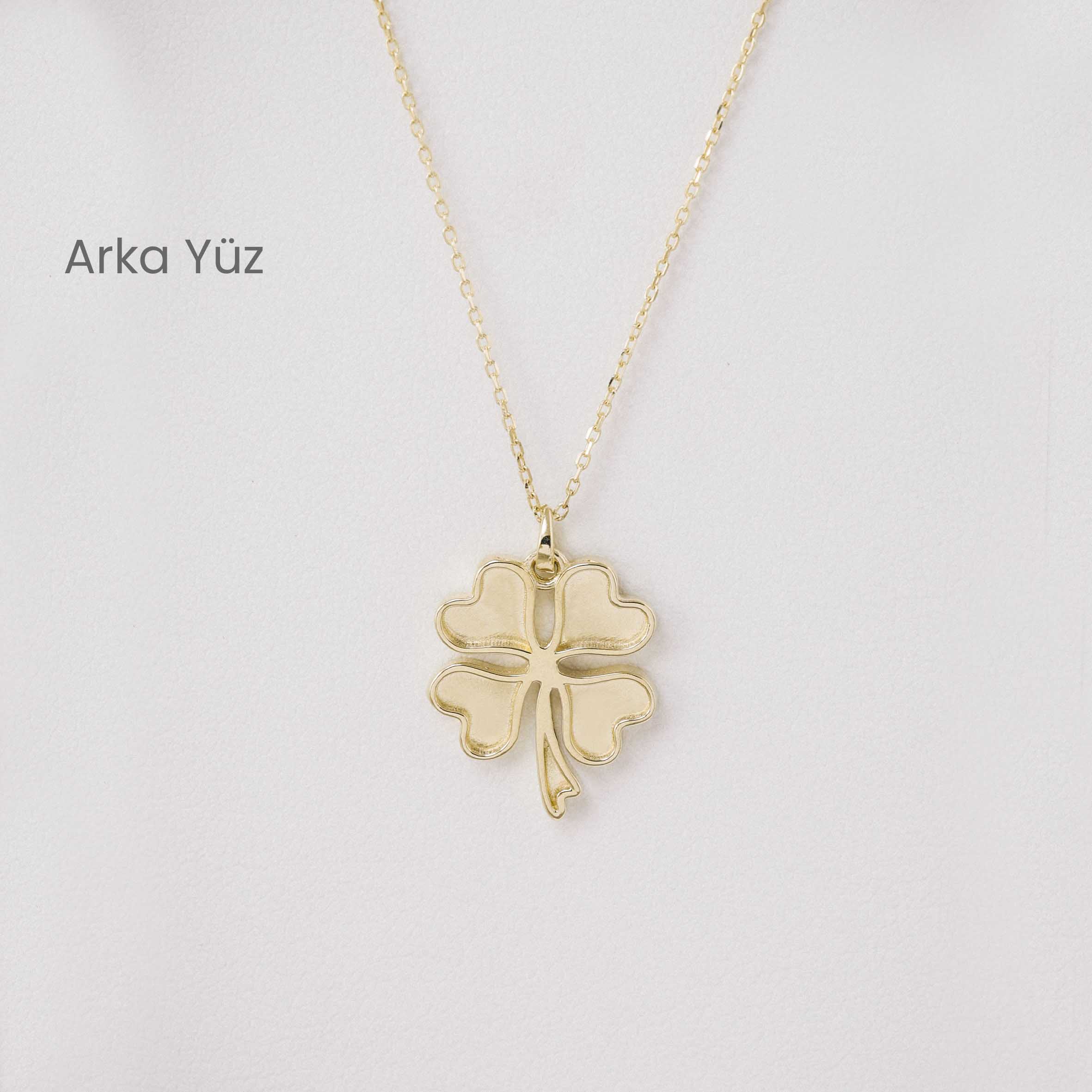 14 Ayar Altın Dört Yapraklı Yonca Kolye