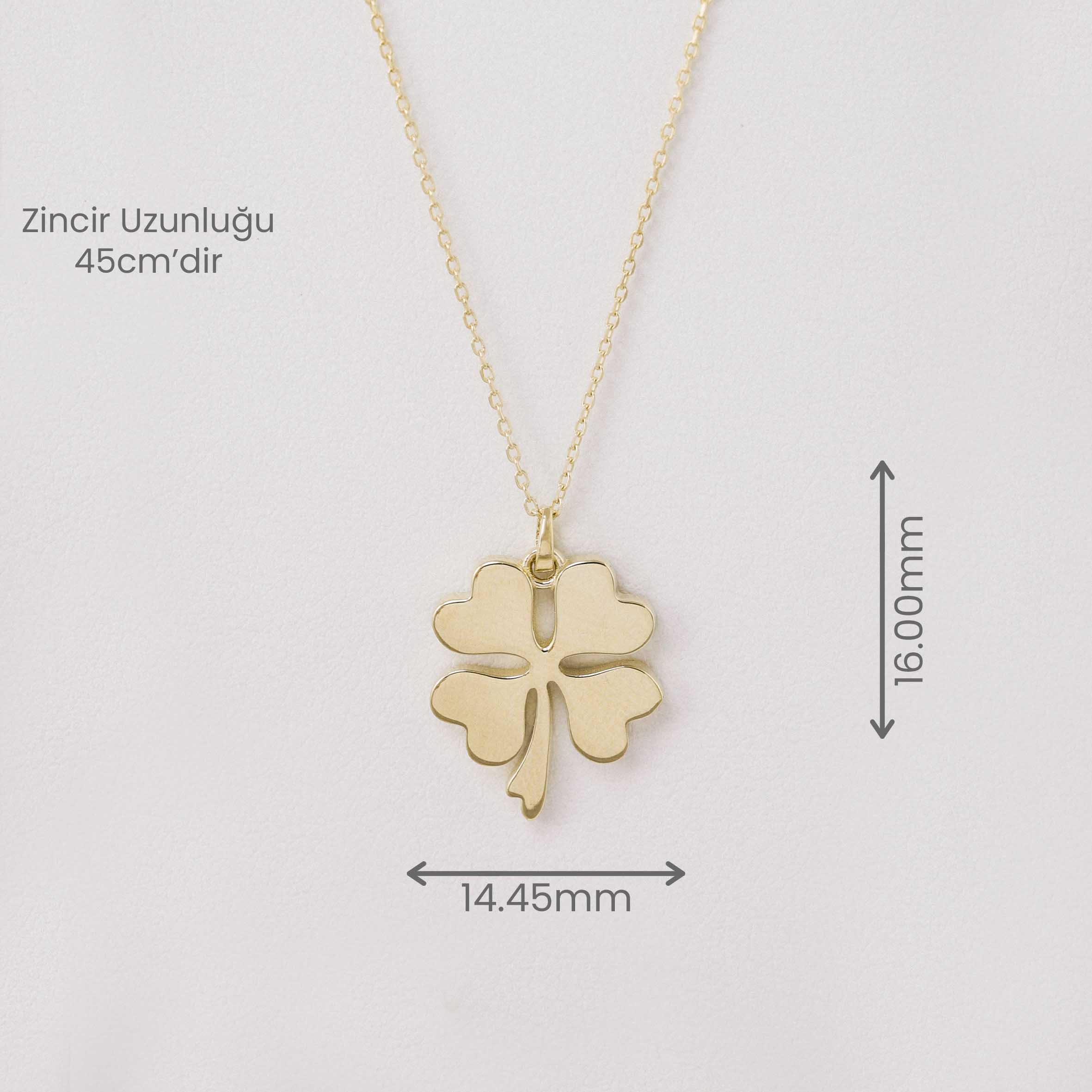 14 Ayar Altın Dört Yapraklı Yonca Kolye