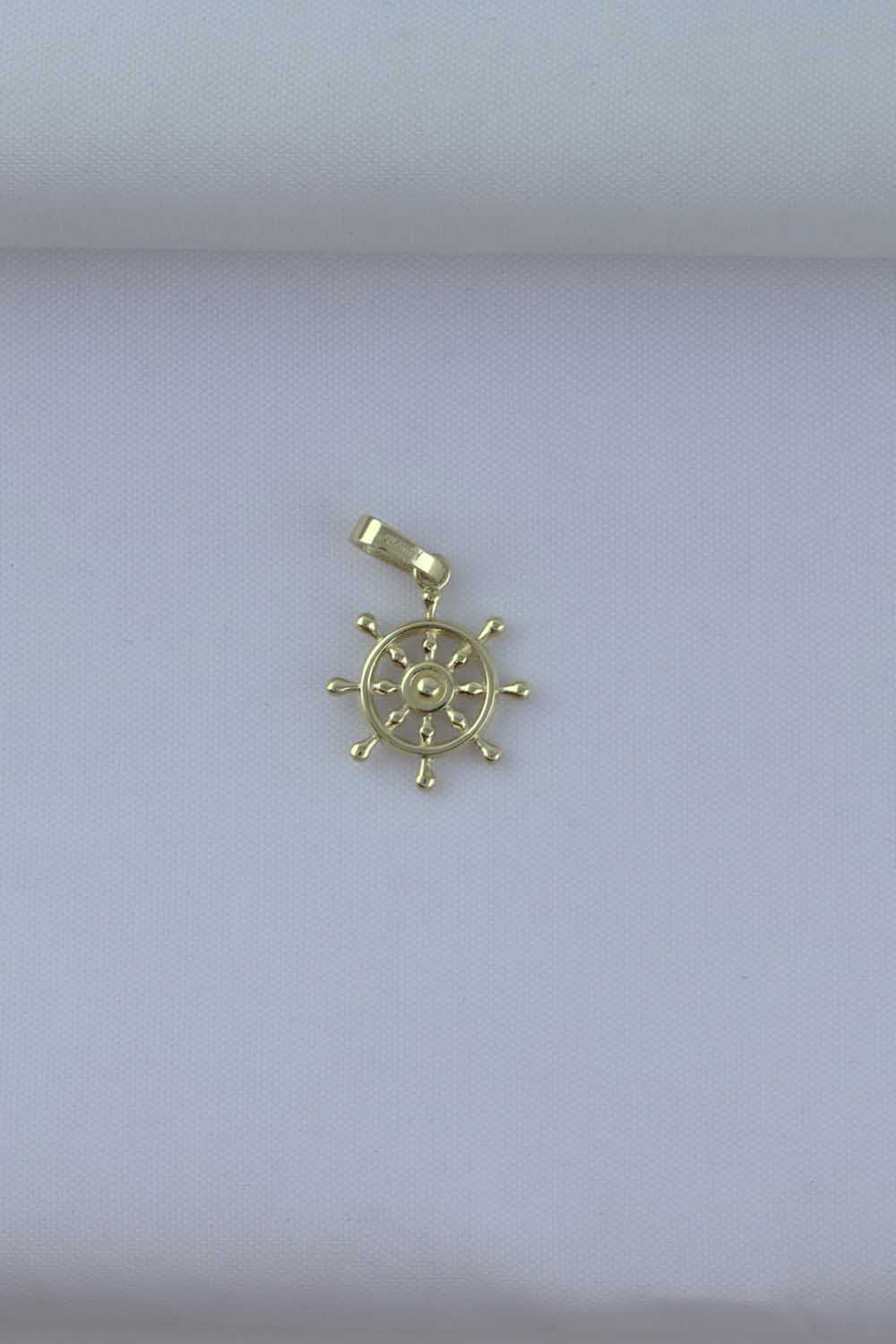 Özel Tasarım Kolye 14 Ayar Altın Dümen Denizci Kolye Ucu