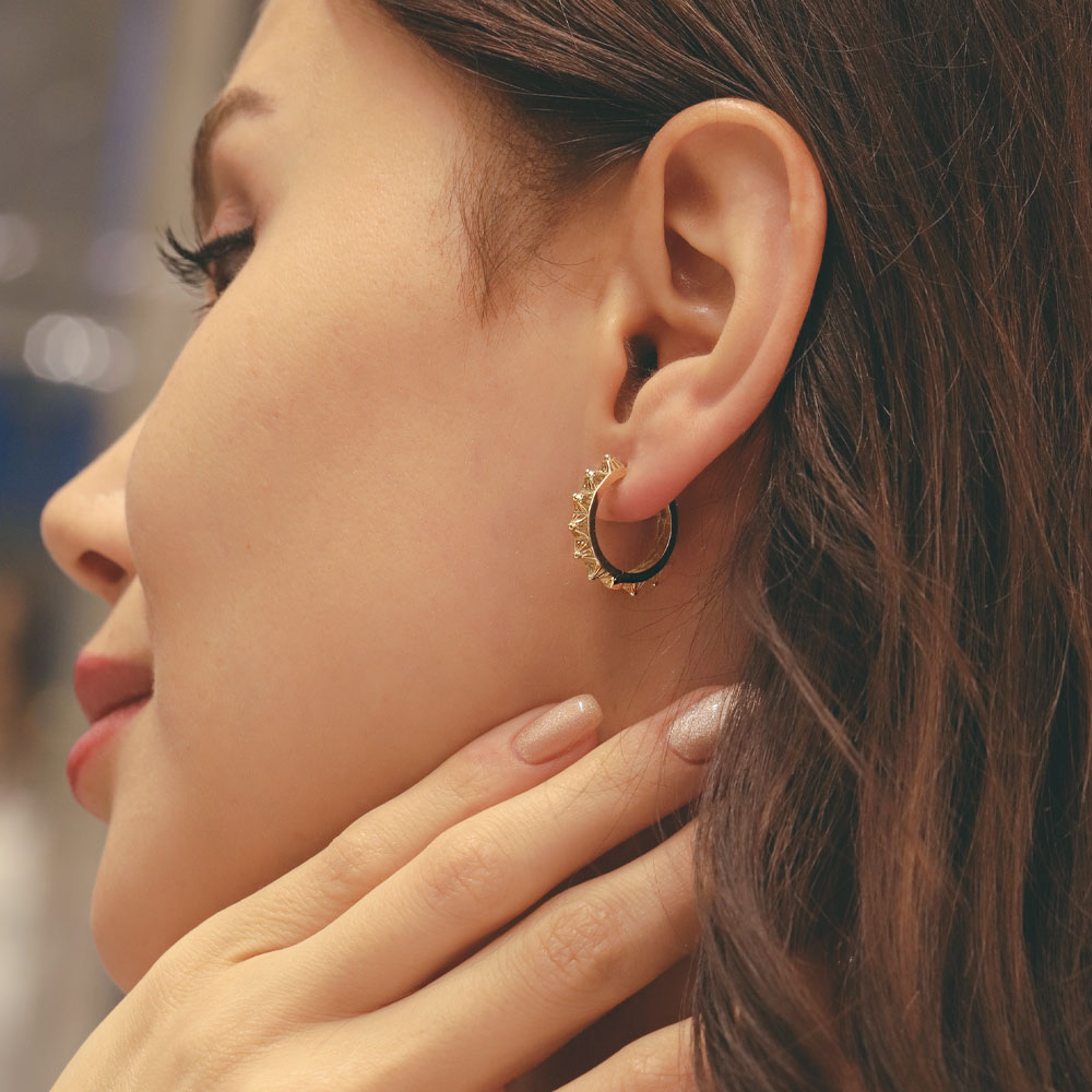 14 Ayar Altın Etnik Dokulu Halka Küpe