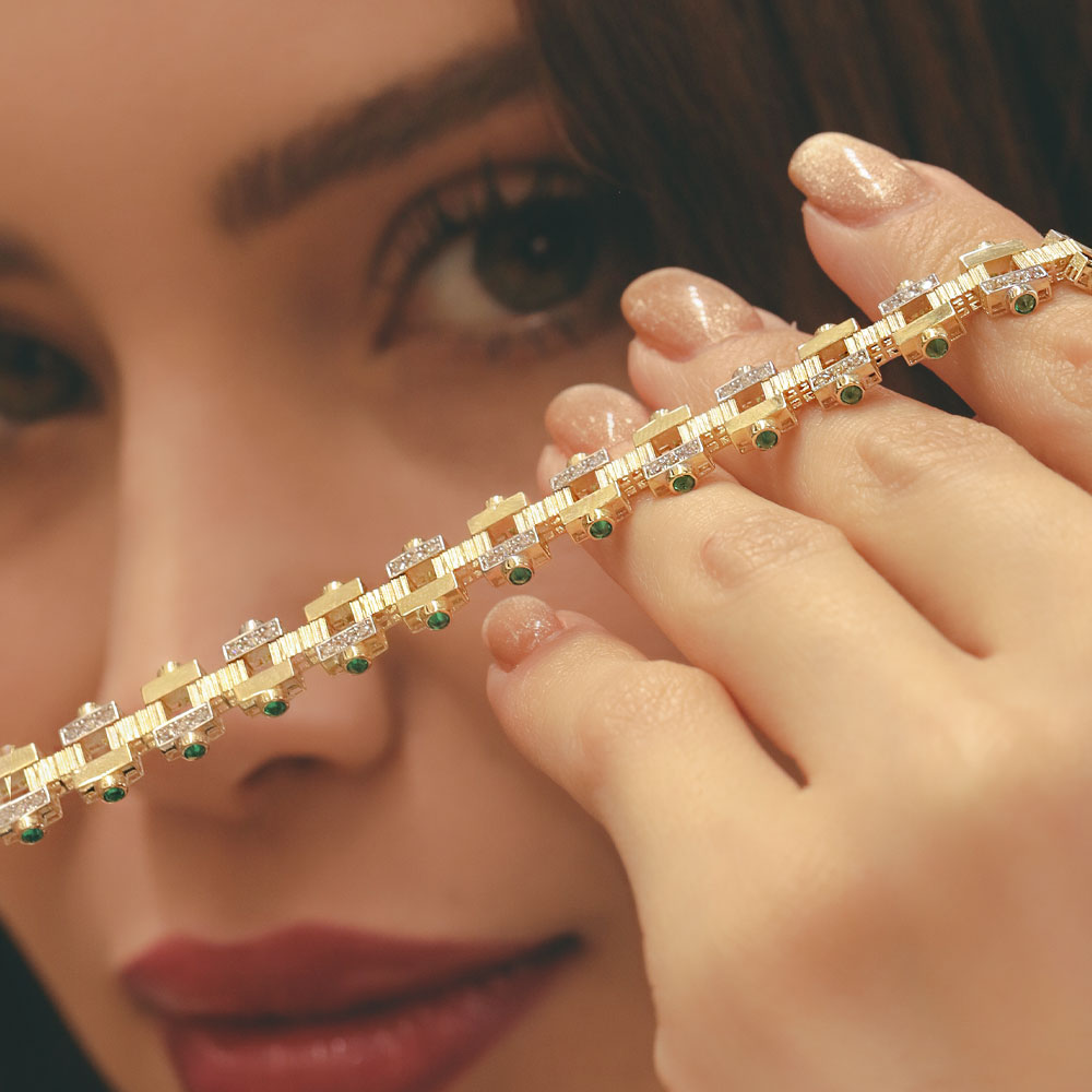 14 Ayar Altın Fantezi Tasarım Taşlı Bileklik