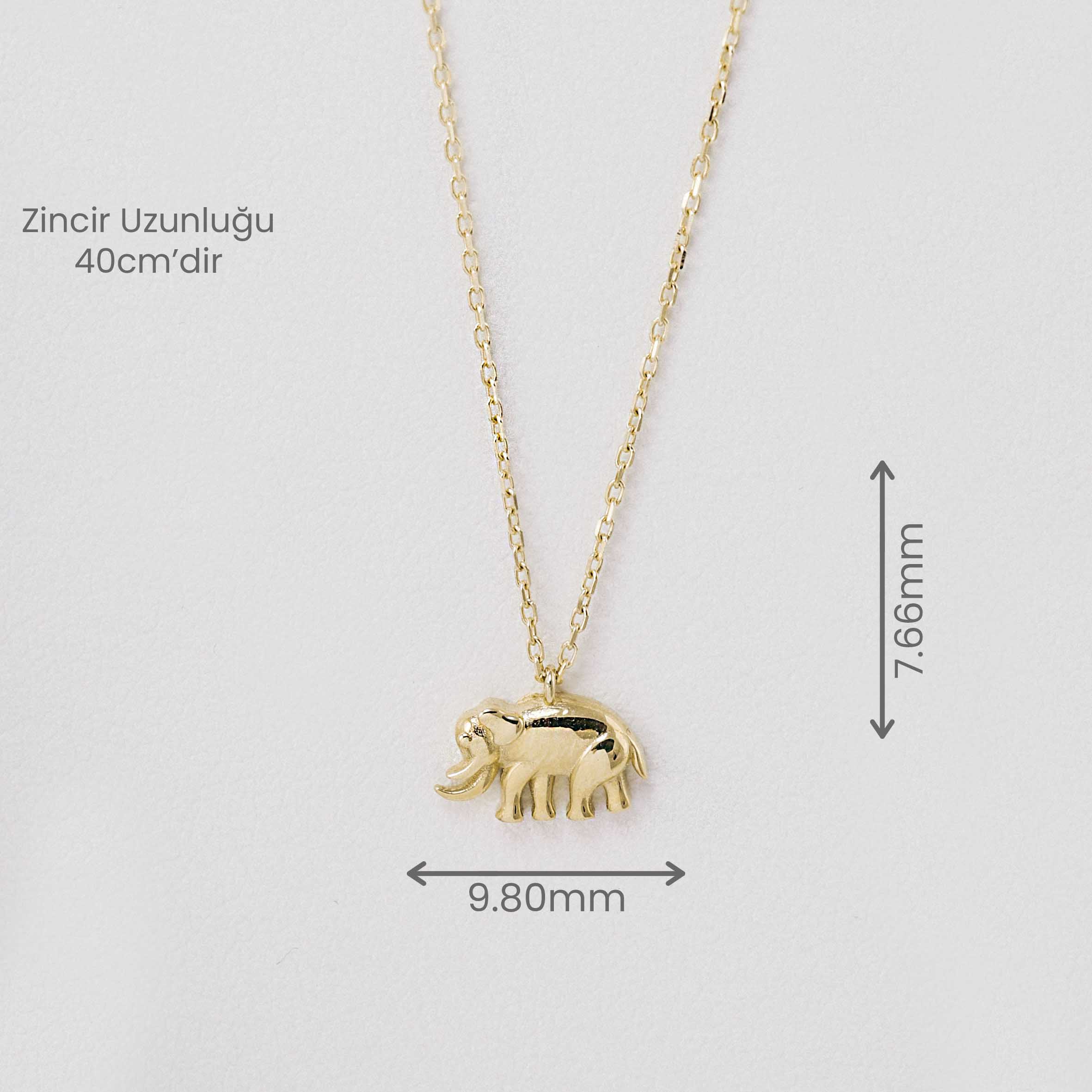 14 Ayar Altın Fil Figürlü Kolye