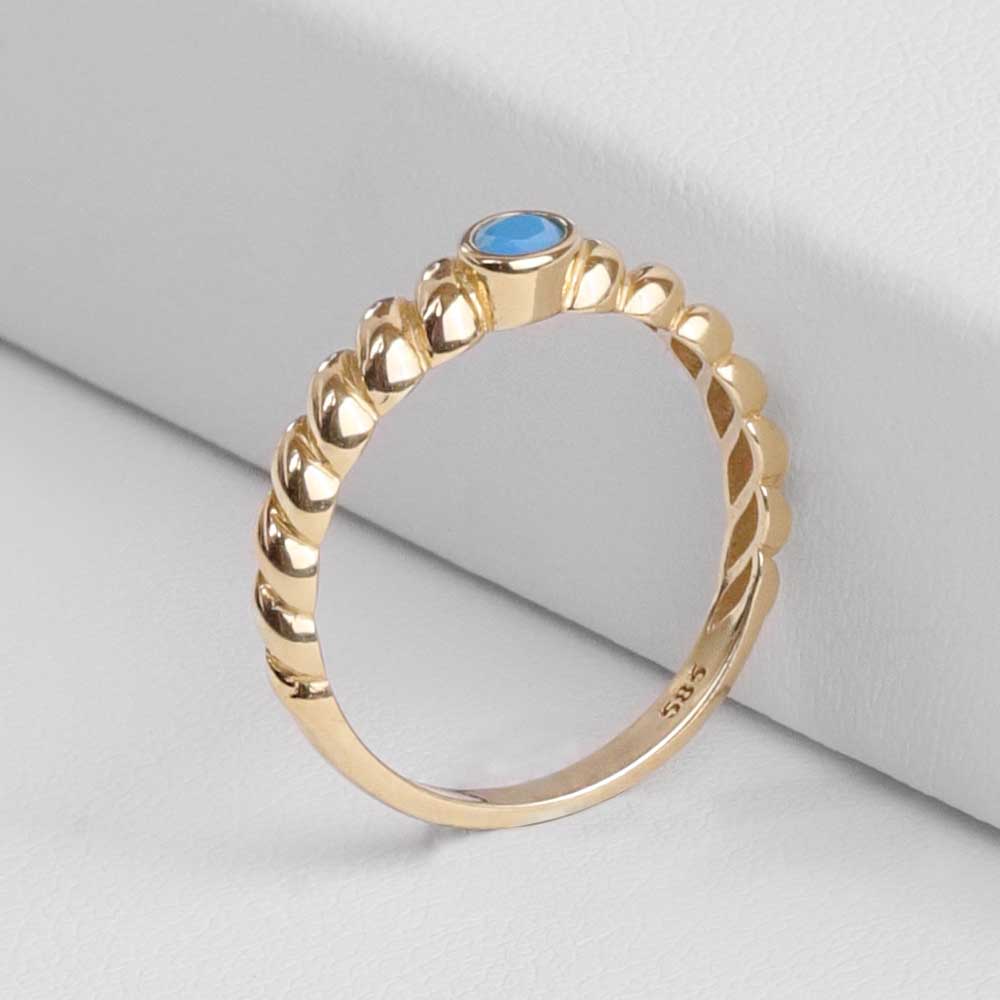 14 Ayar Altın Firuze Taşlı Yüzük