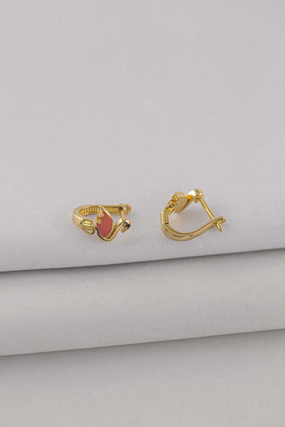 14 Ayar Altın Flamingo Küpe