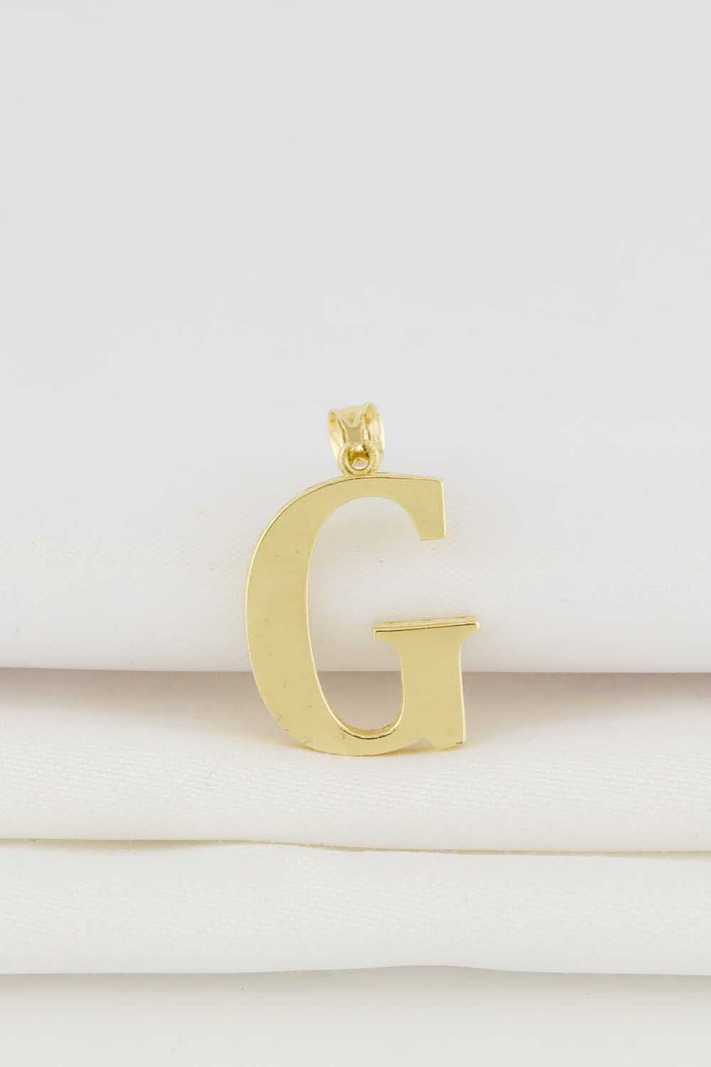Kolyeler 14 Ayar Altın G Harfi Kolye Ucu