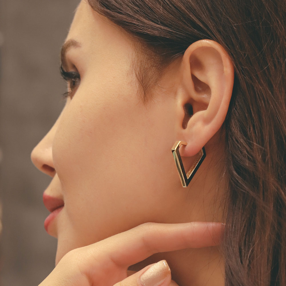 14 Ayar Altın Geometrik Formlu Minimal Küpe