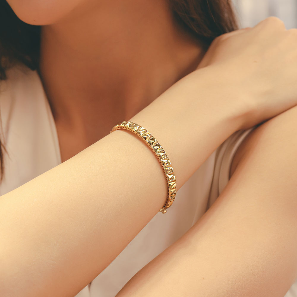 14 Ayar Altın Geometrik Kelepçe Bilezik