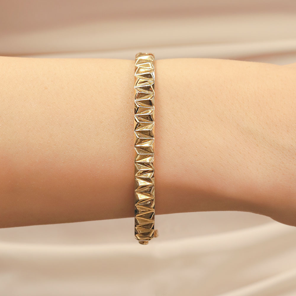 14 Ayar Altın Geometrik Kelepçe Bilezik