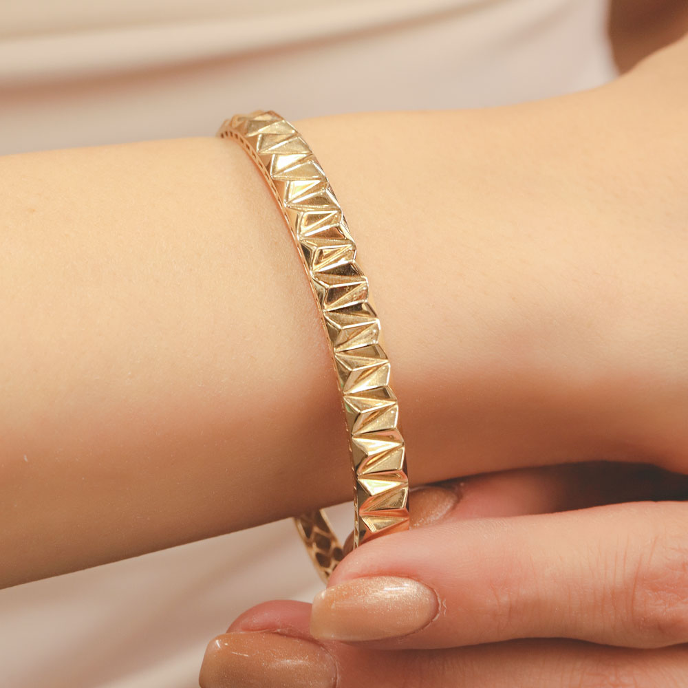 14 Ayar Altın Geometrik Kelepçe Bilezik