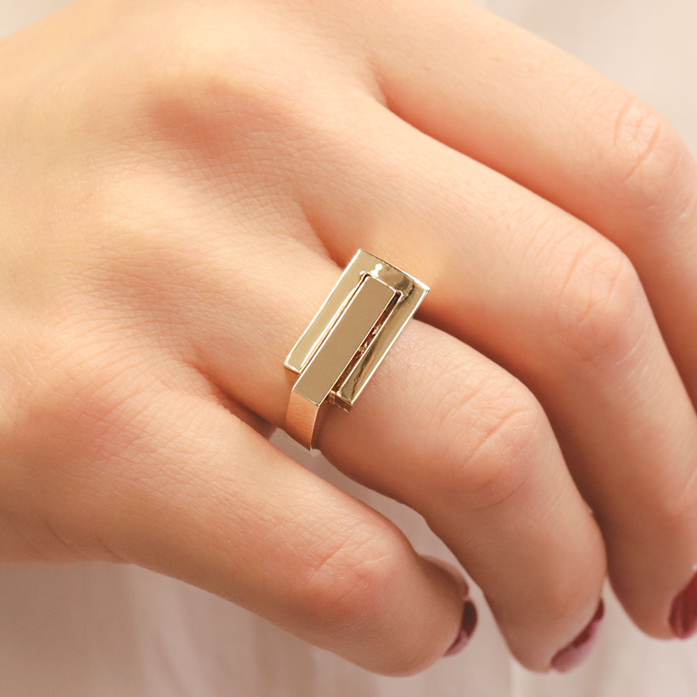 14 Ayar Altın Geometrik Tasarım Yüzük