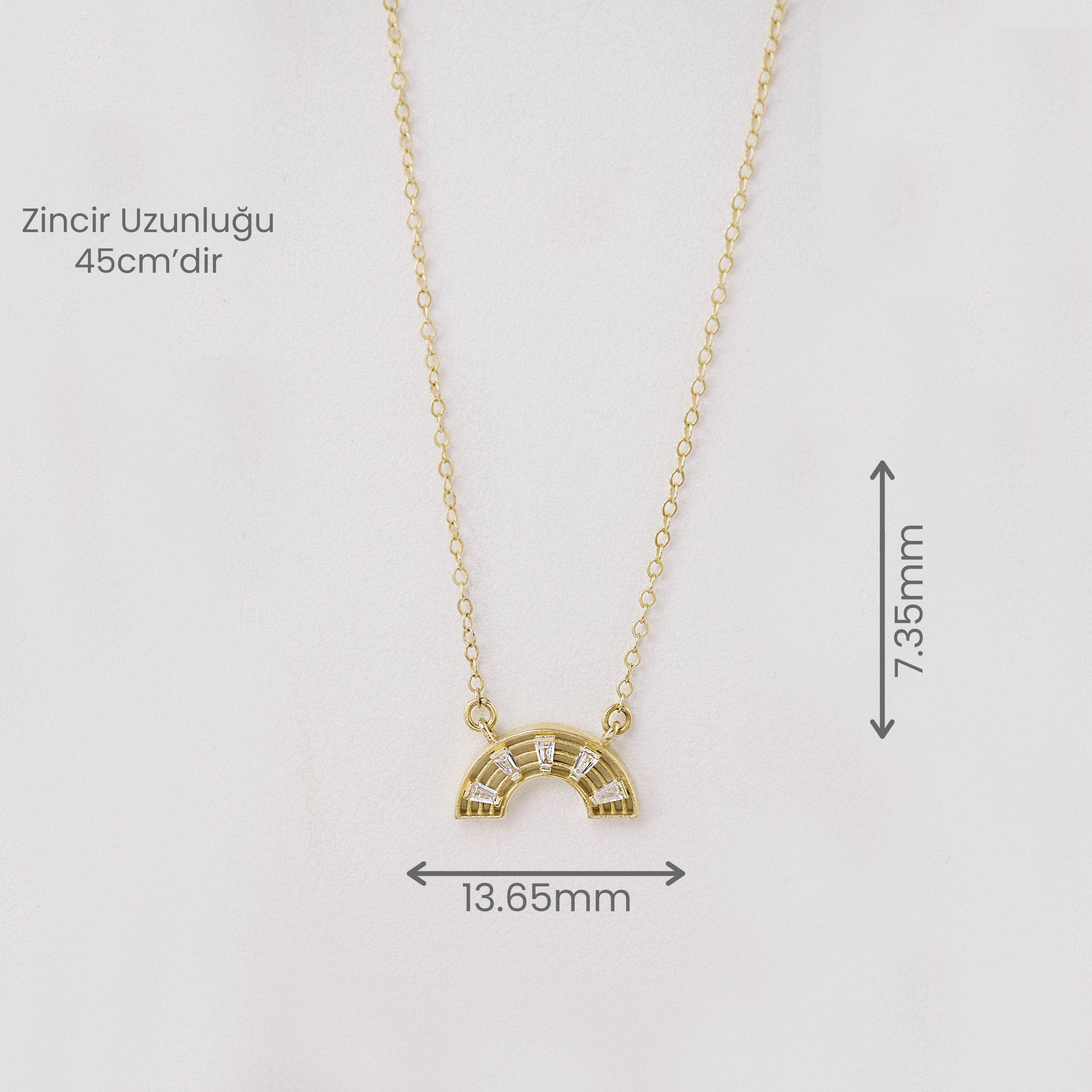 14 Ayar Altın Gökkuşağı Figürlü Kolye