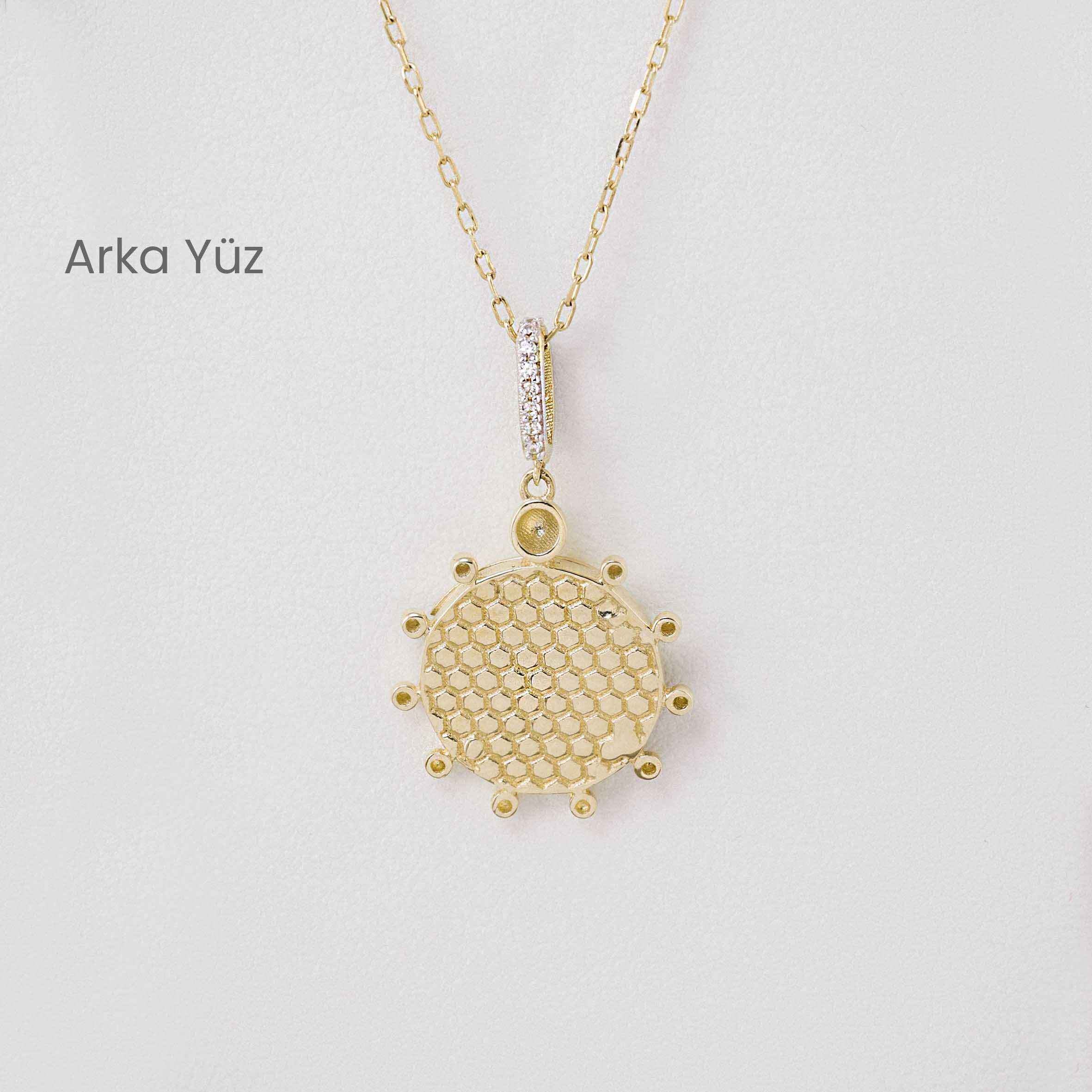 14 Ayar Altın Güneşli Nazar Boncuğu Kolye