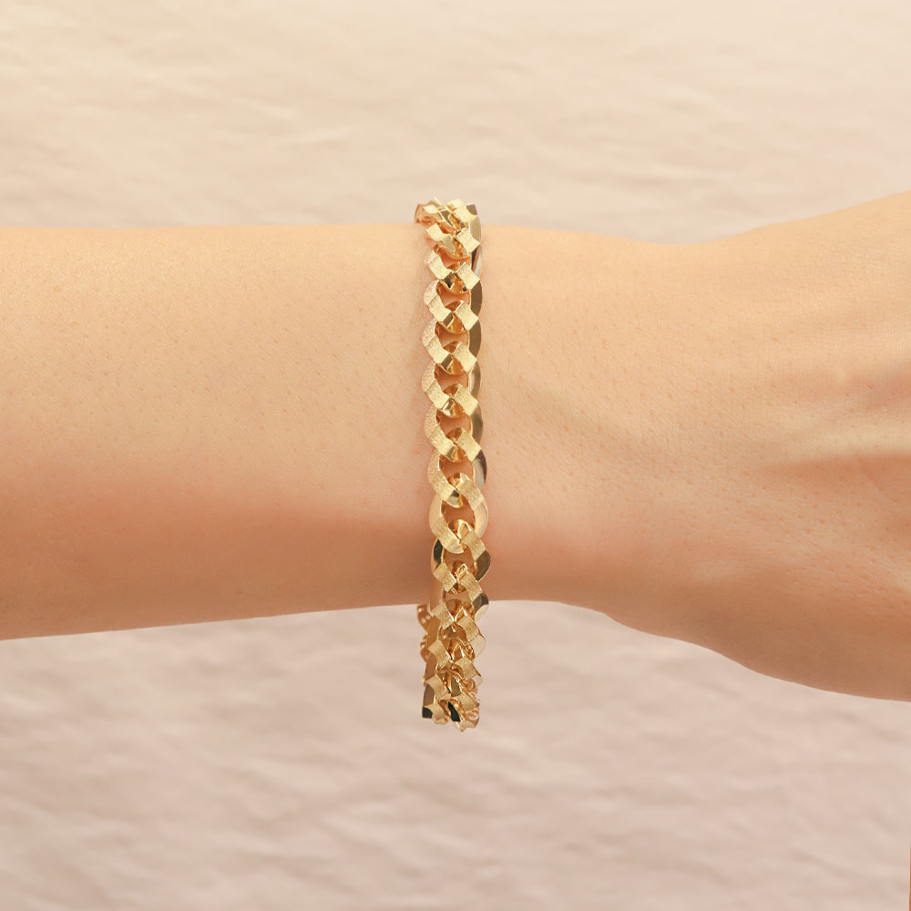 14 Ayar Altın Gurmet Tasarım Kalp Kilit Taşlı Bileklik