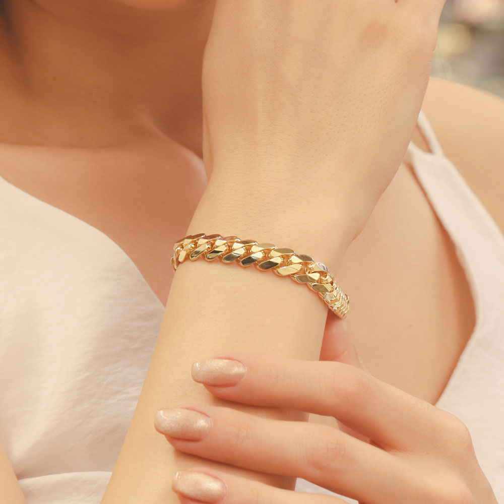 14 Ayar Altın Gurmet Tasarım Taş Detaylı Kilit Bileklik