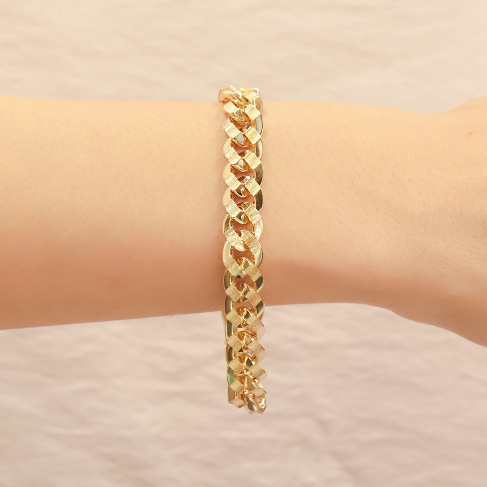 14 Ayar Altın Gurmet Tasarım Taşlı Kilit Bileklik