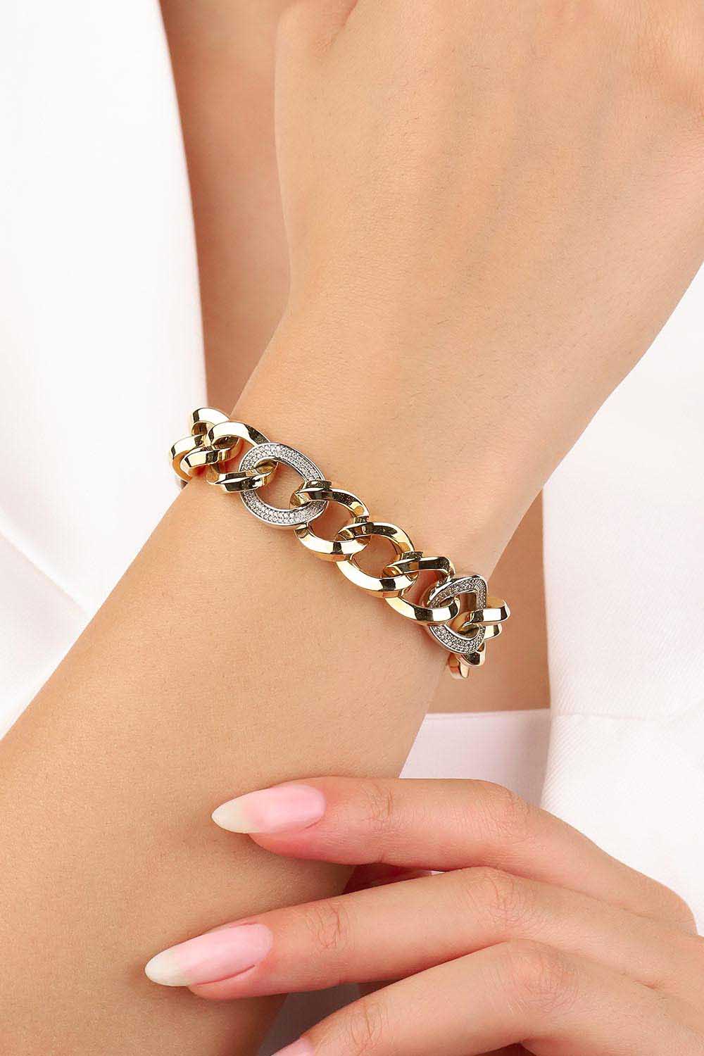 Zincir Bileklik 14 Ayar Altın Halka Zincir Model Bileklik