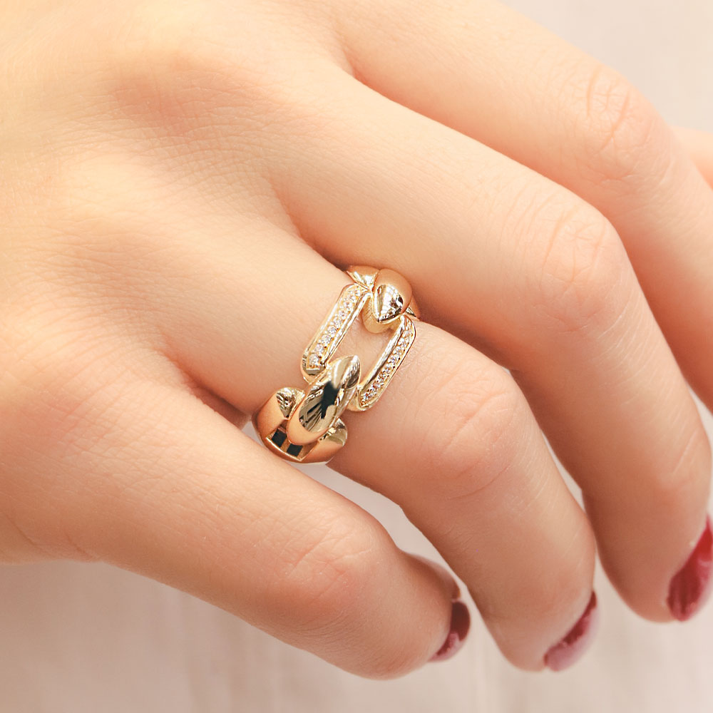 14 Ayar Altın Halka Zincir Model Yüzük