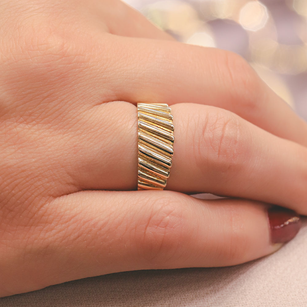 14 Ayar Altın Hat Doku Yüzük