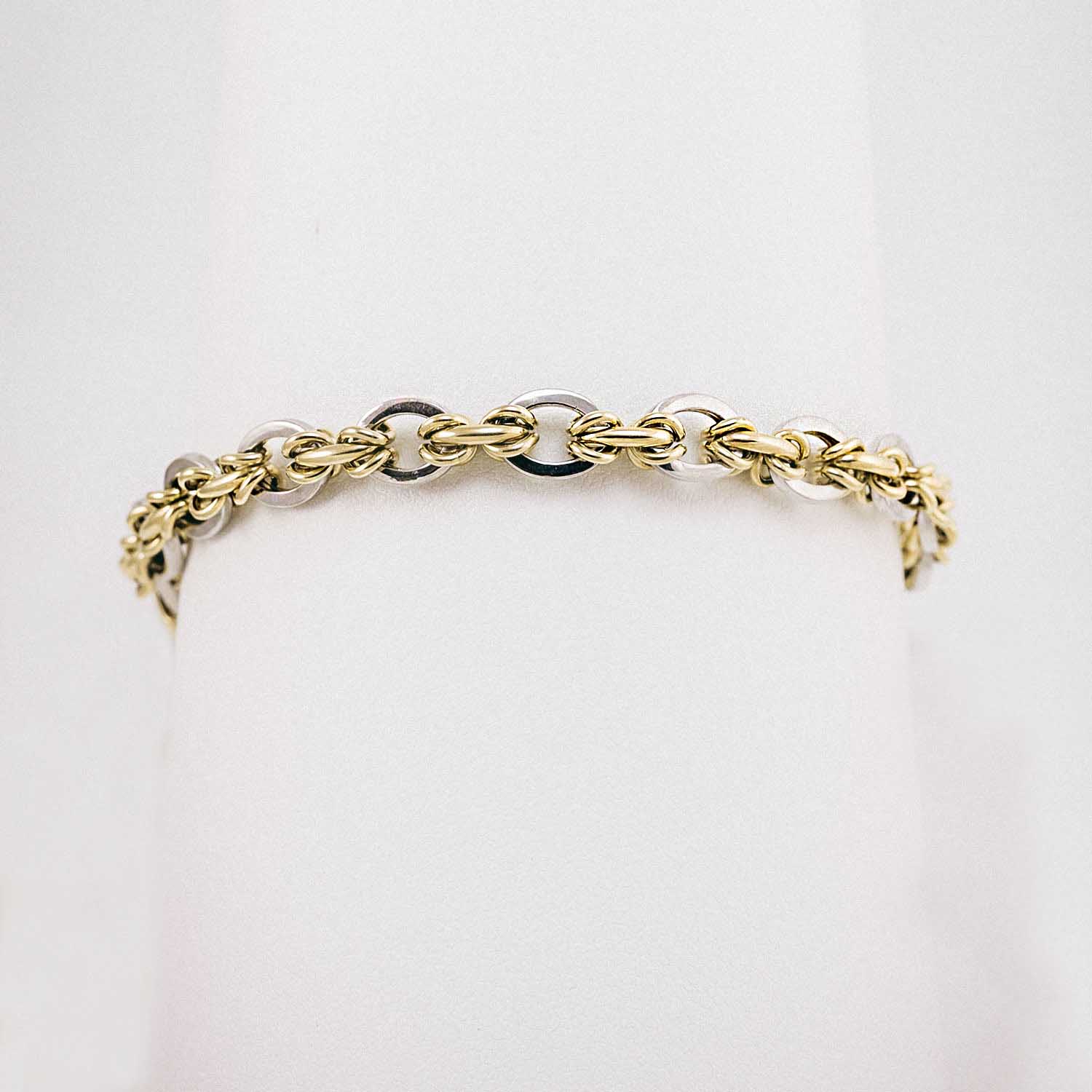 14 Ayar Altın Çift Renk Halka Bileklik 