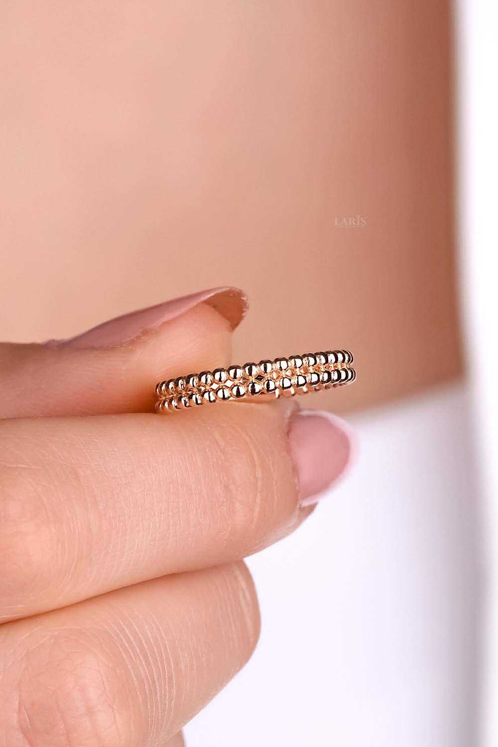 Eklem Yüzük 14 Ayar Altın İkili İnce Eklem Yüzük