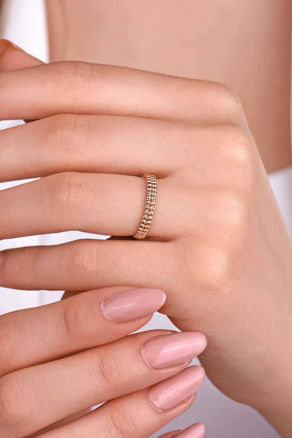 Eklem Yüzük 14 Ayar Altın İkili İnce Eklem Yüzük