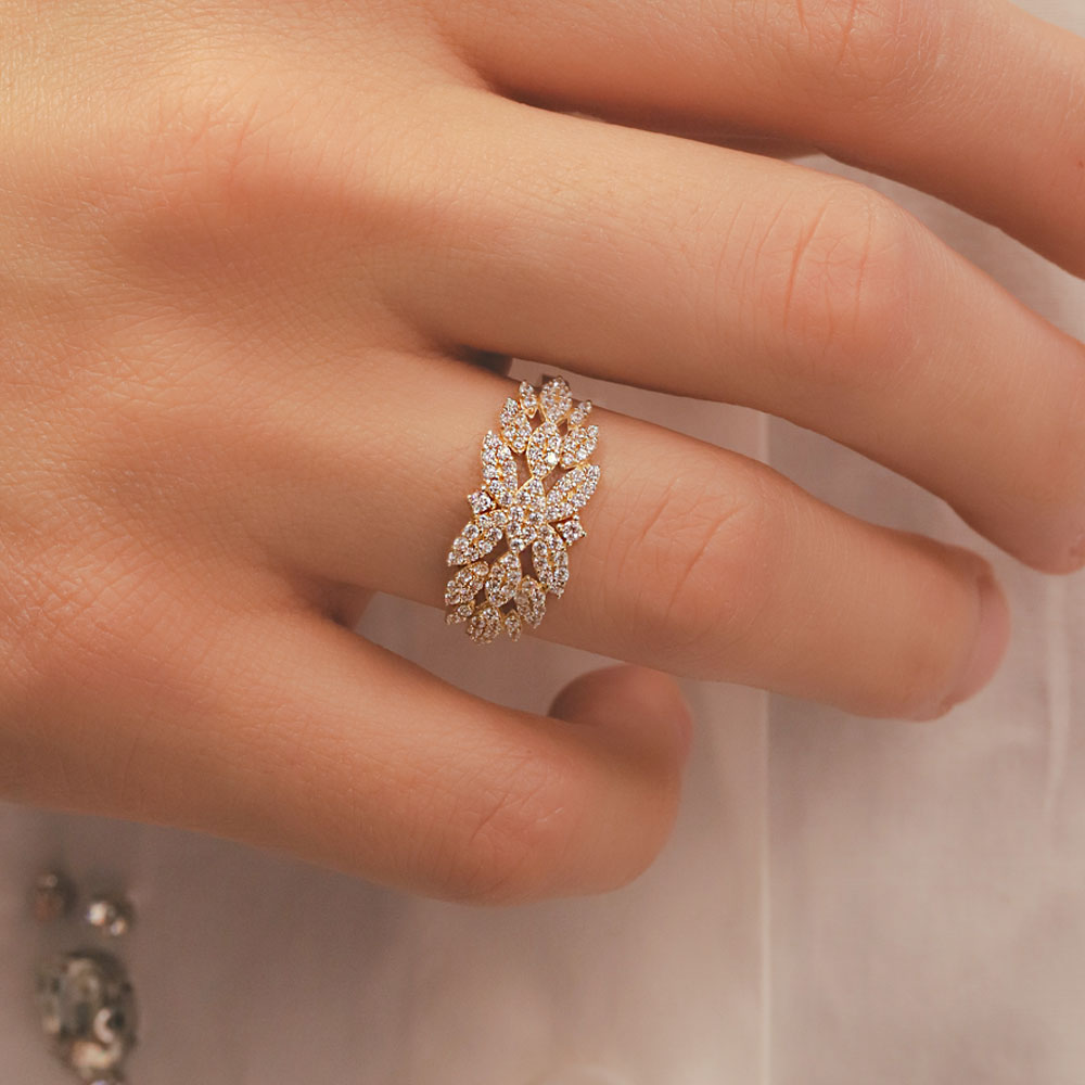 14 Ayar Altın Işıltı Dalı Yüzük