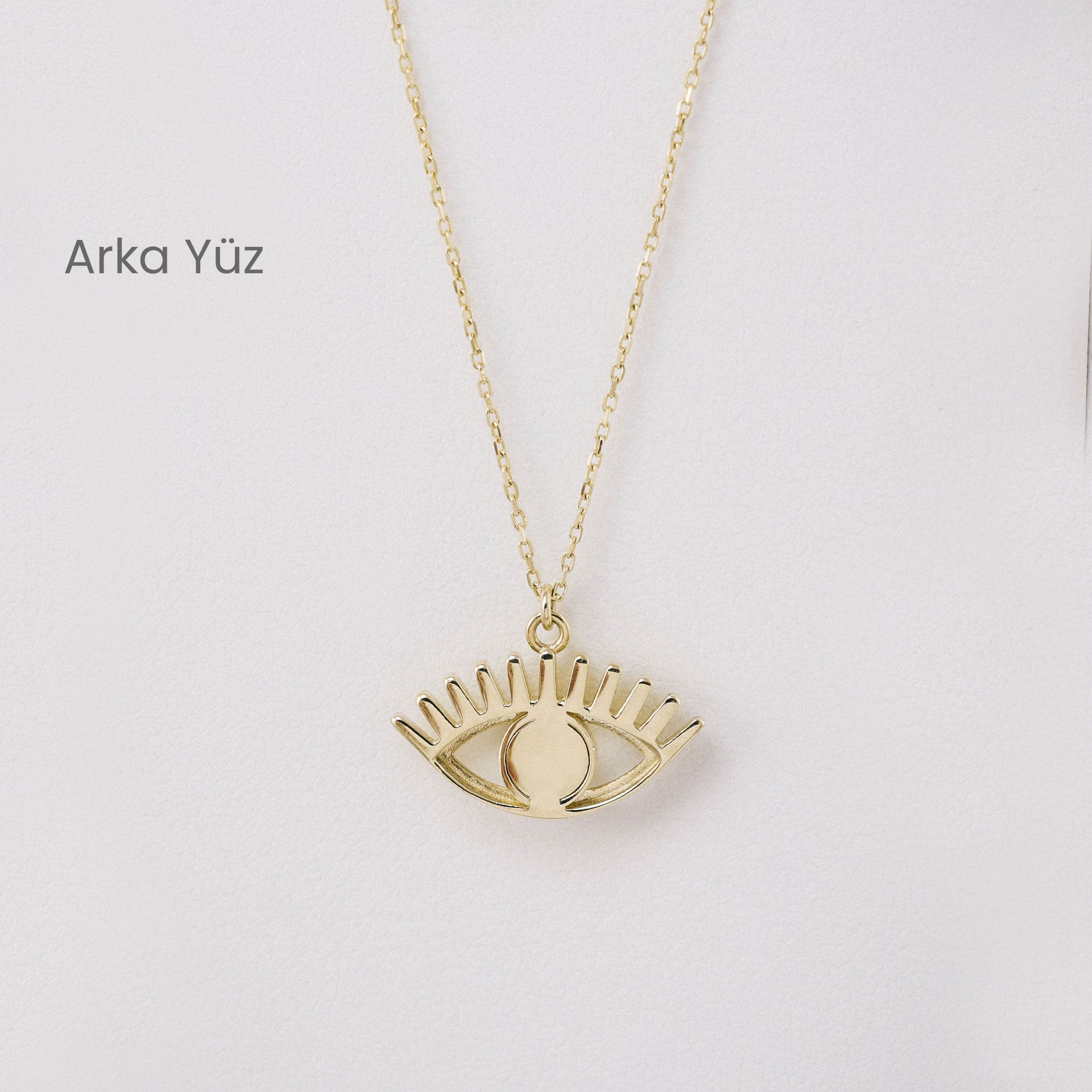 14 Ayar Altın Kalın Kirpikli Nazar Göz Kolye
