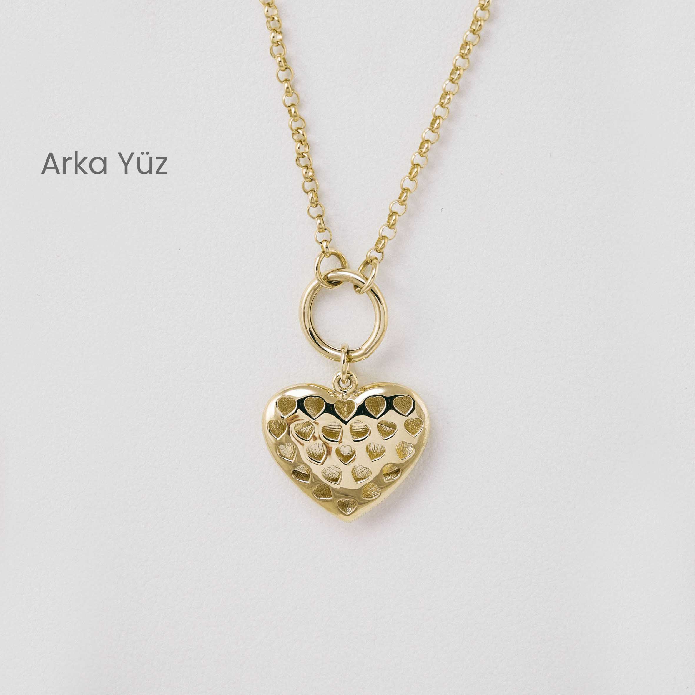 14 Ayar Altın Kalp İçinde Nazar Göz Kolye