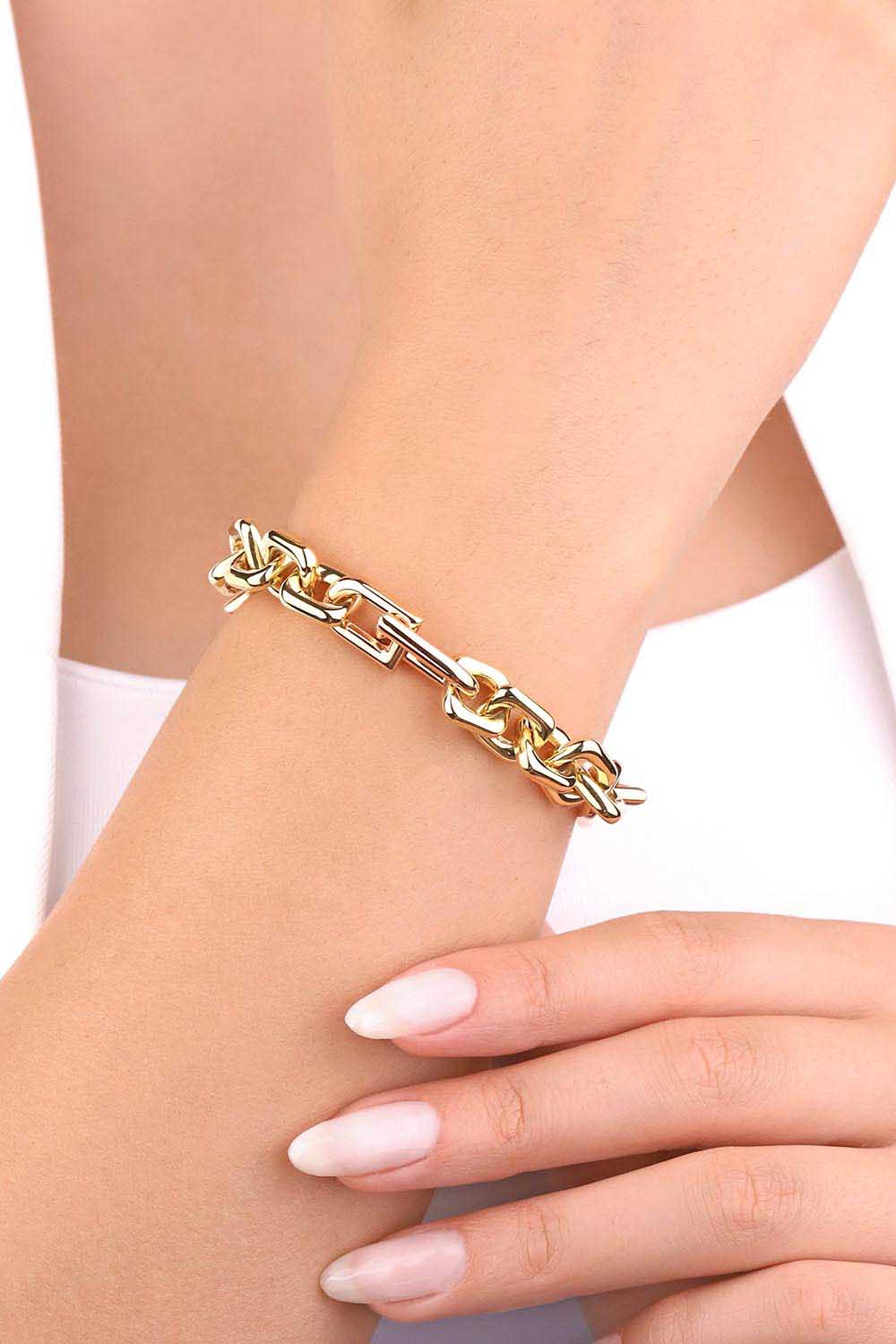 Zincir Bileklik 14 Ayar Altın Kare Zincir Model Bileklik