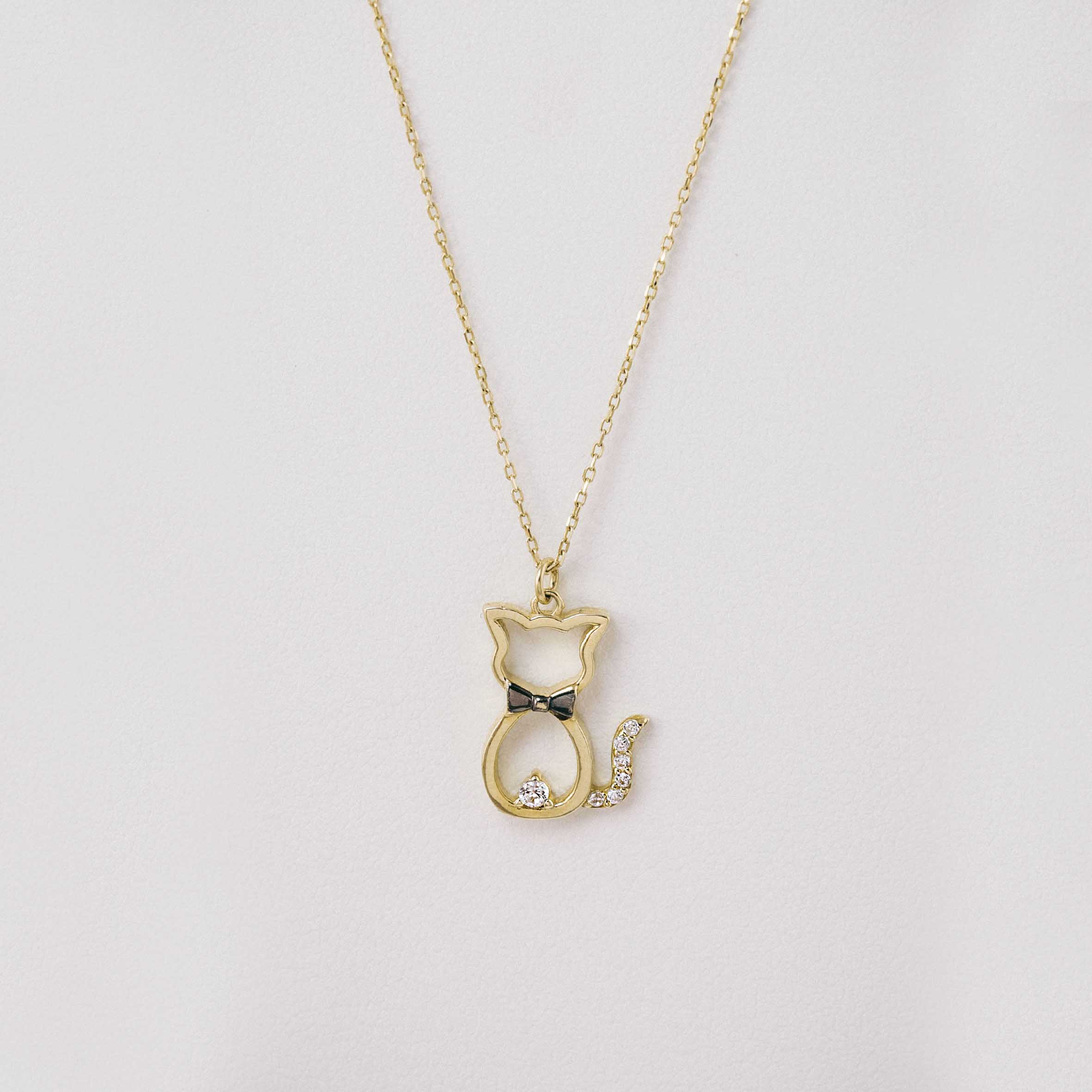 14 Ayar Altın Kedi Figürlü Kolye
