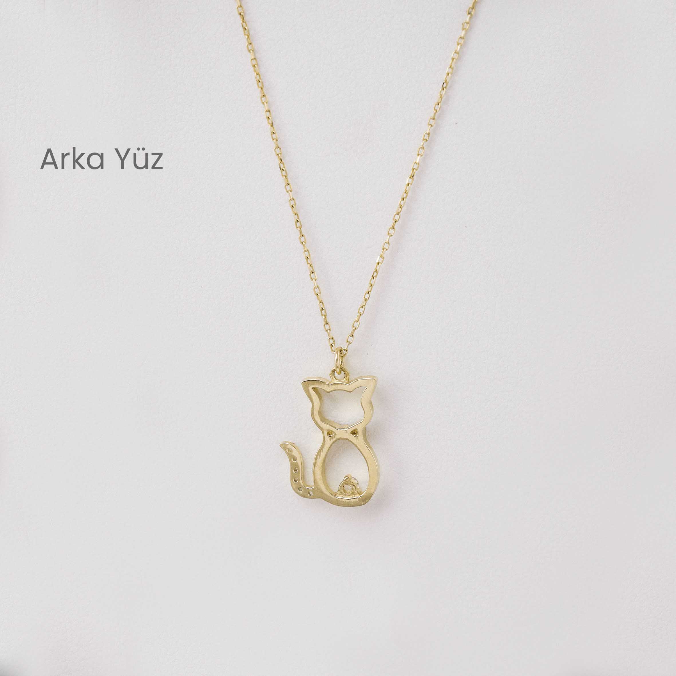14 Ayar Altın Kedi Figürlü Kolye