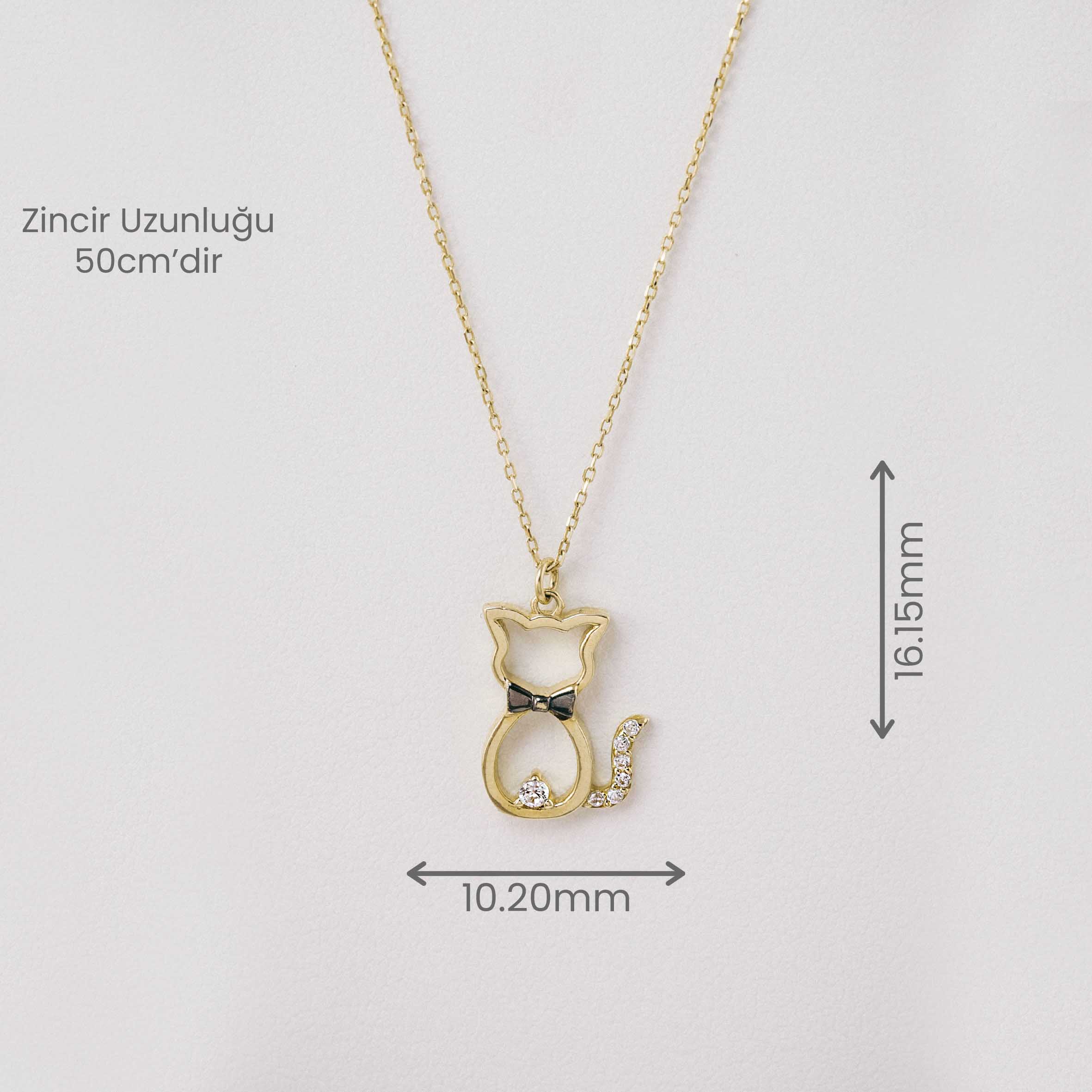14 Ayar Altın Kedi Figürlü Kolye