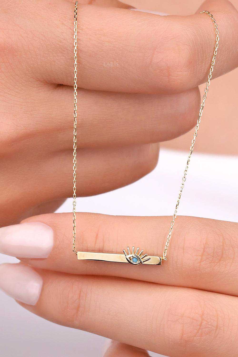 Özel Tasarım Kolye 14 Ayar Altın Kirpik Kolye