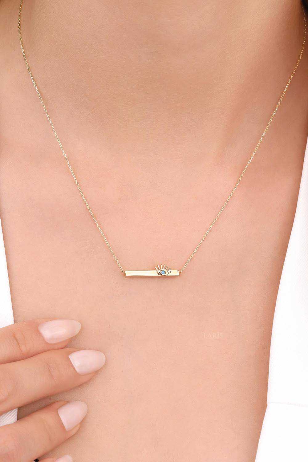 Özel Tasarım Kolye 14 Ayar Altın Kirpik Kolye