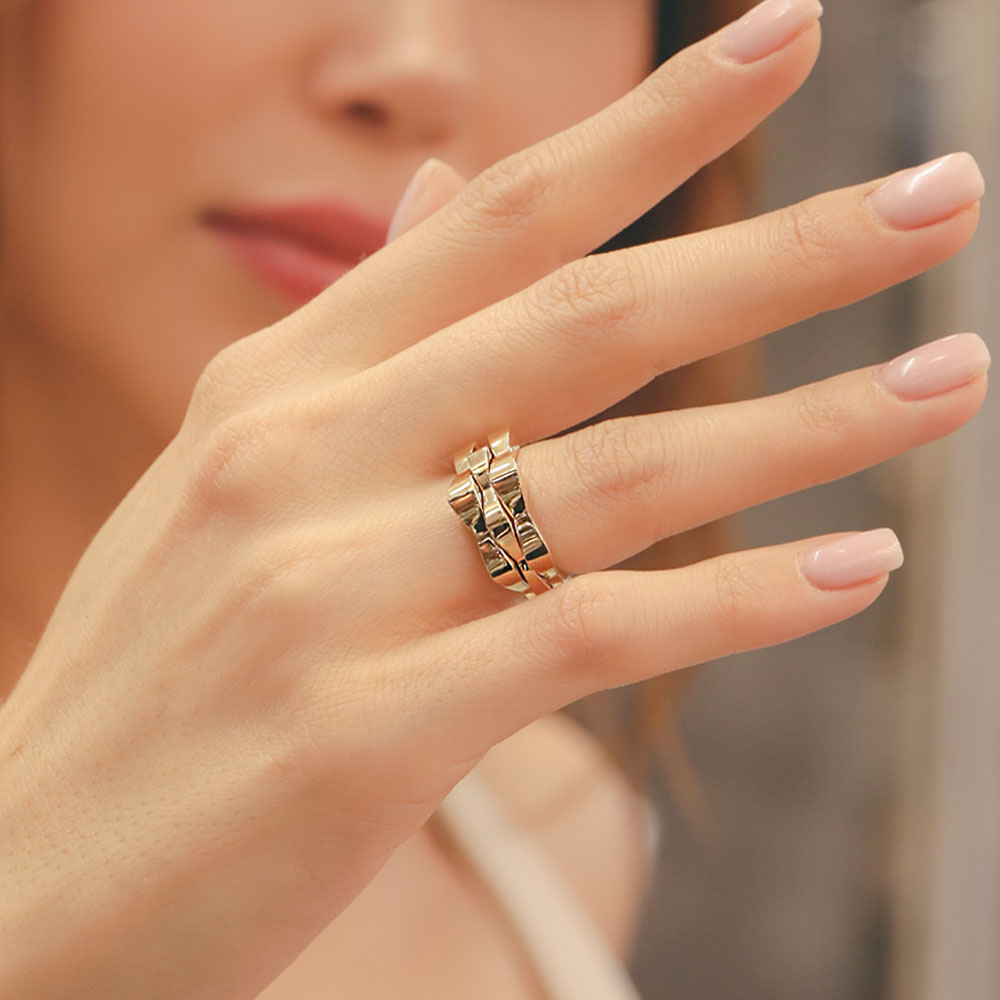 14 Ayar Altın Kıvrımlı Zincir Formlu Yüzük