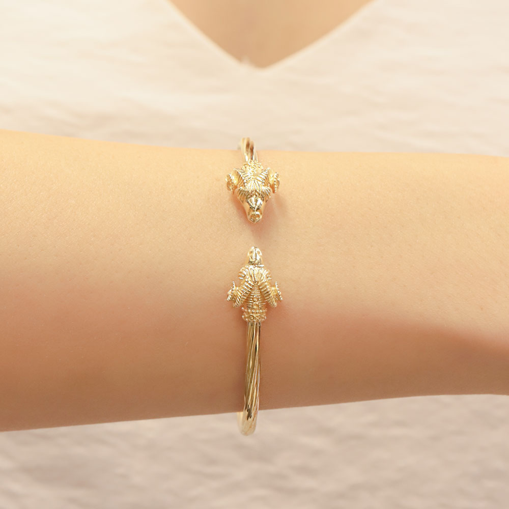 14 Ayar Altın Koç Başı Figürlü Kelepçe Bileklik