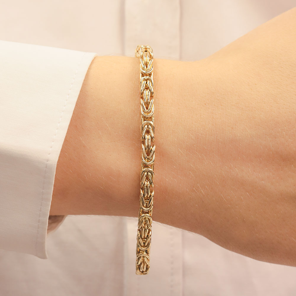 14 Ayar Altın Kral Örgü Erkek Bileklik