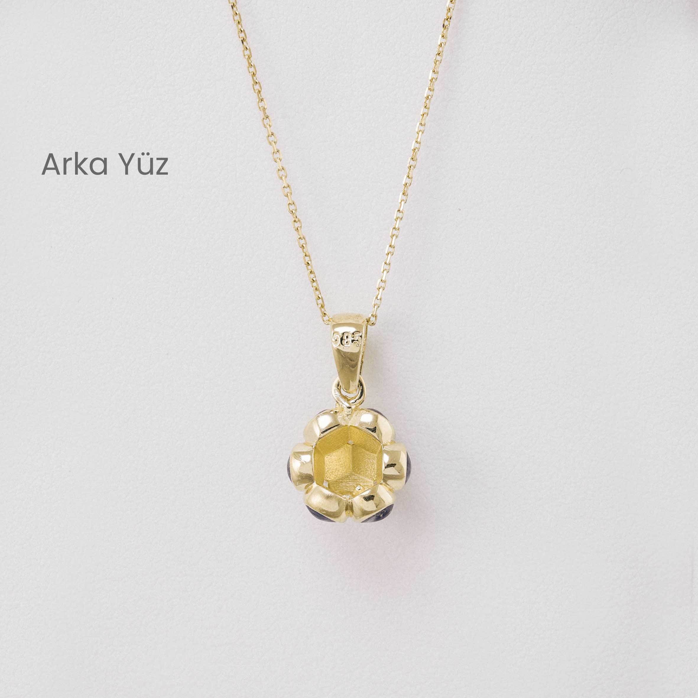 14 Ayar Altın Lacivert Nazar Top Kolye