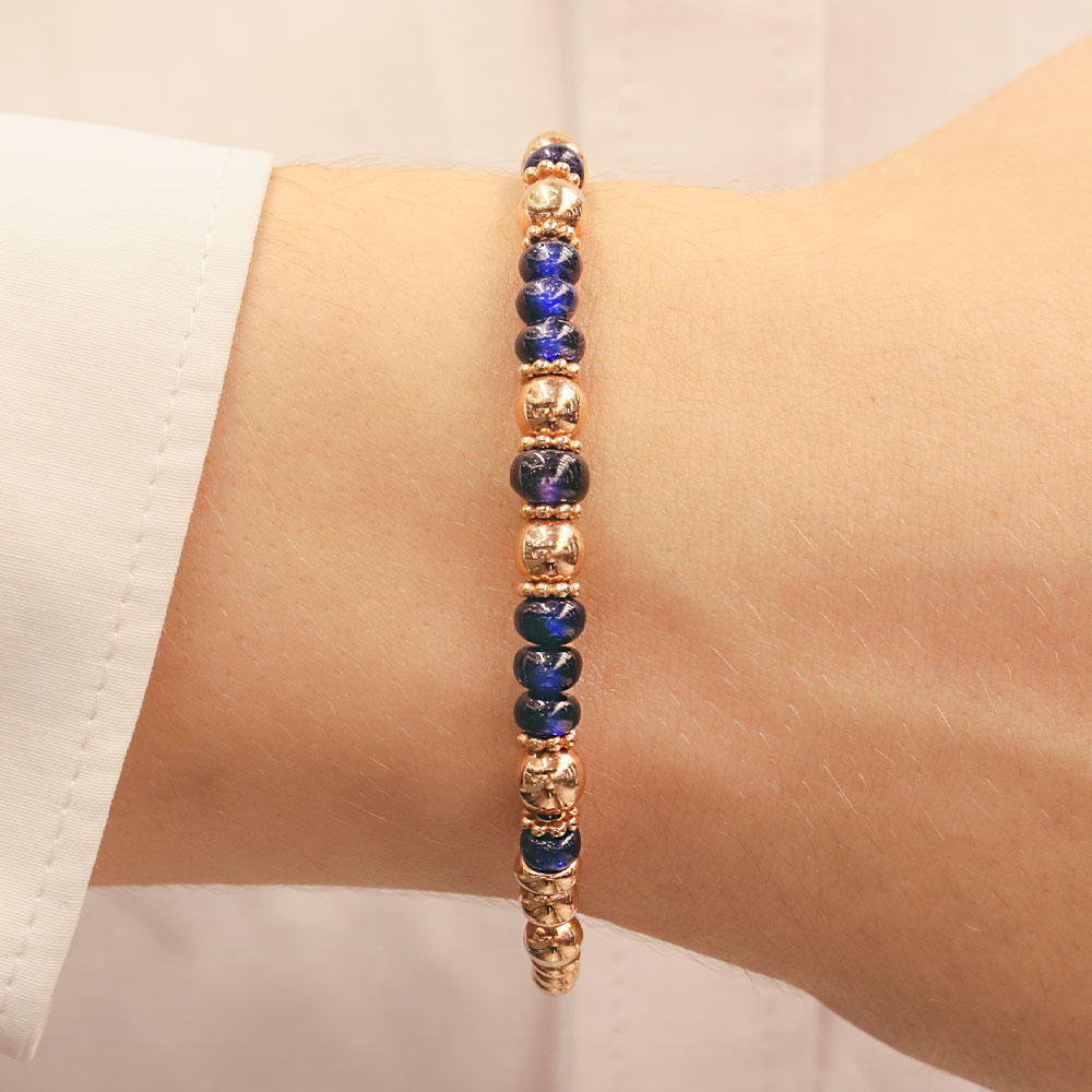 14 Ayar Altın Lacivert Taşlı Erkek Bileklik