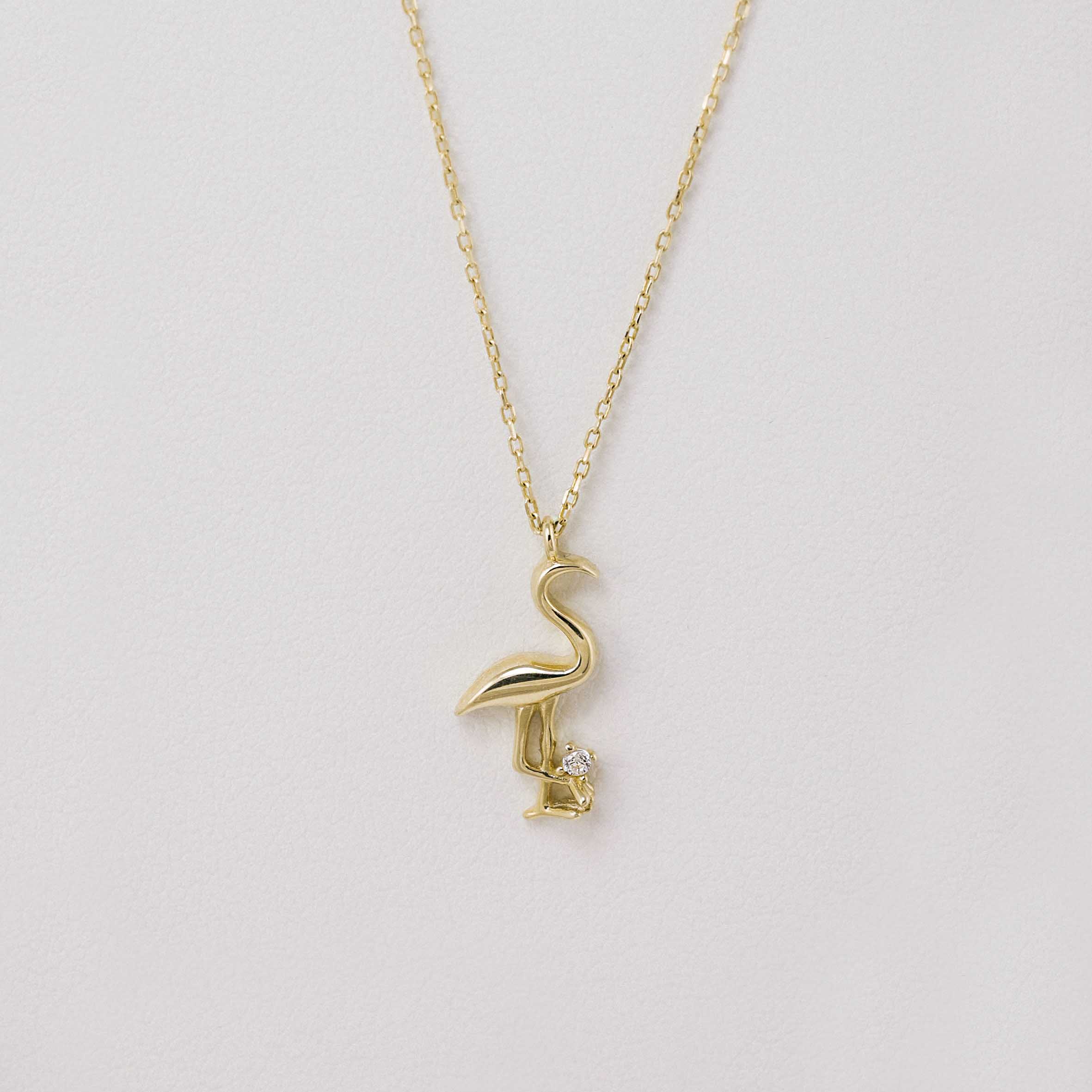 Zincir Kolye 14 Ayar Altın Leylek Figürlü Kolye