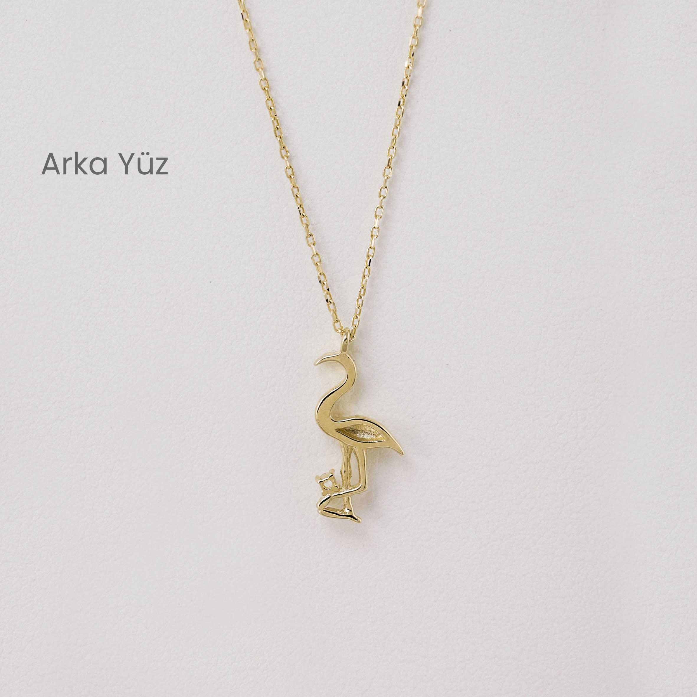 Zincir Kolye 14 Ayar Altın Leylek Figürlü Kolye
