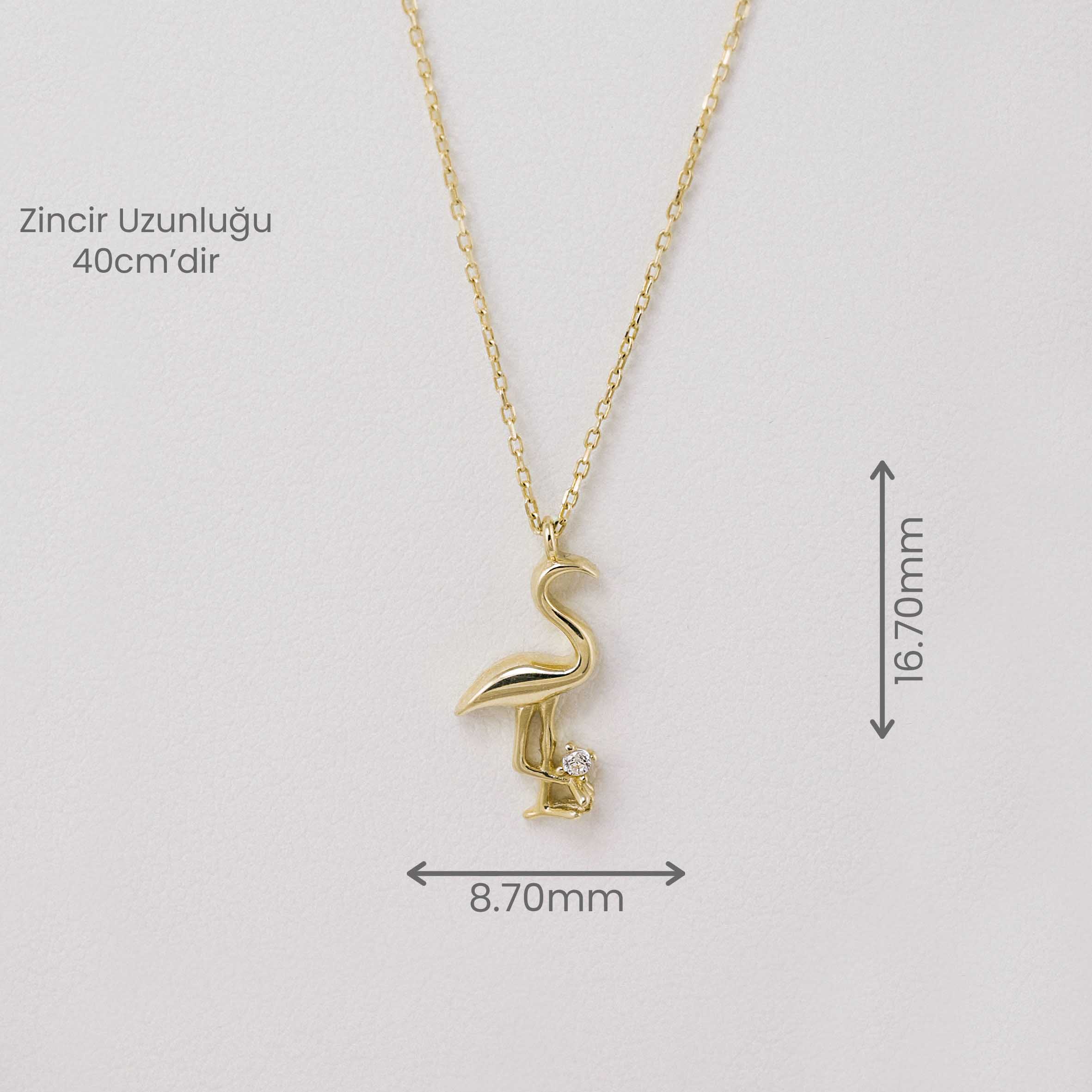 Zincir Kolye 14 Ayar Altın Leylek Figürlü Kolye