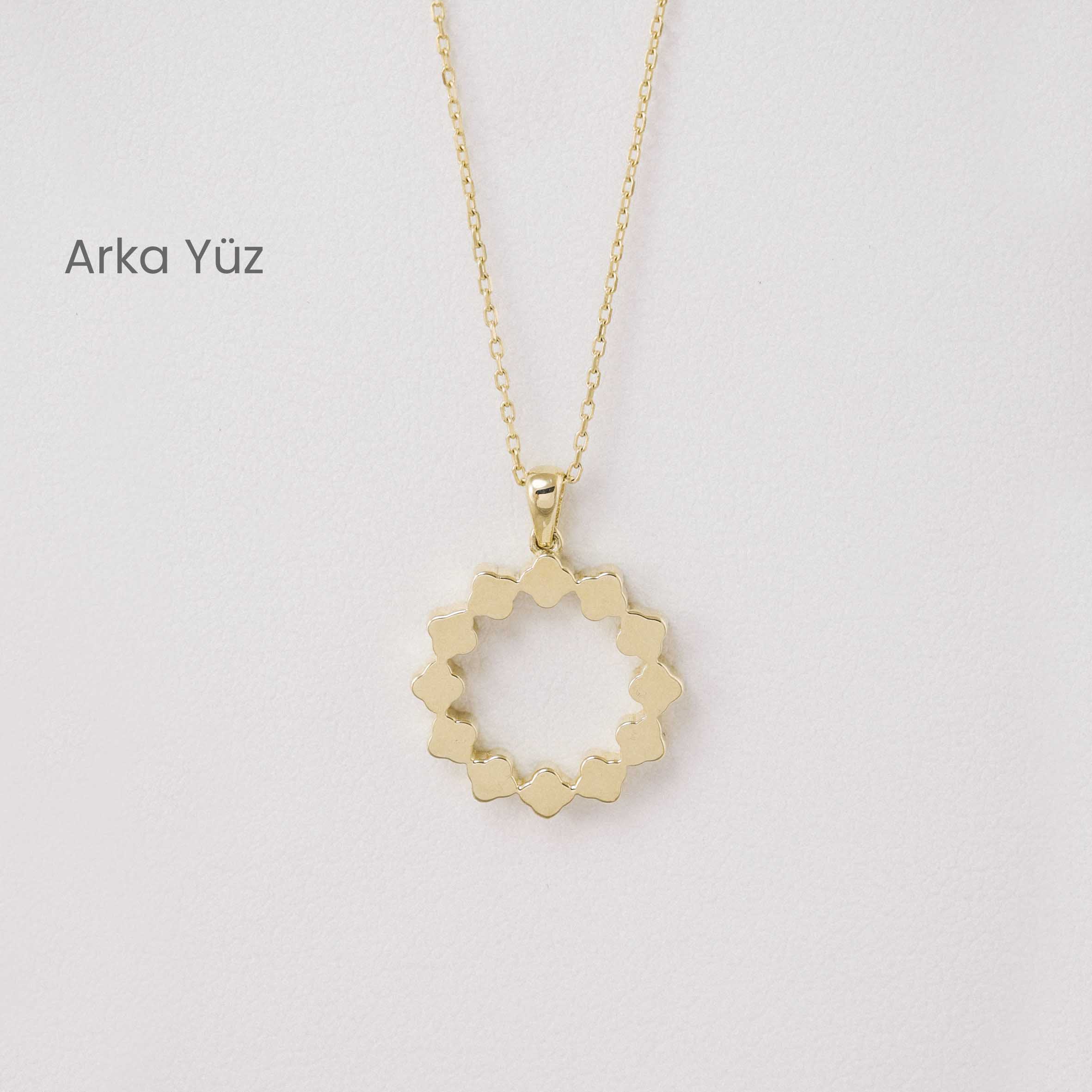 Özel Tasarım Kolye 14 Ayar Altın Mavi Renkli Tasarım Kolye